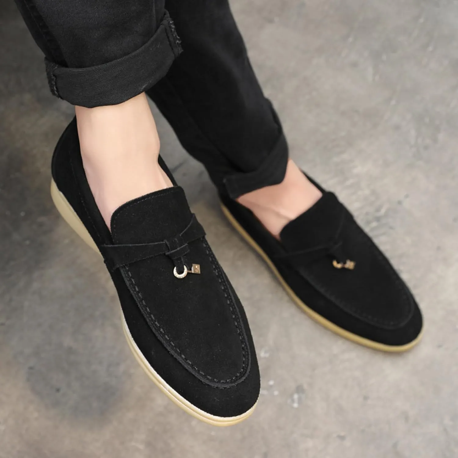 ByErz Men's Penny Loafers Shoes Suede Leather Dress Loafers Daily Shoes for Party Wedding Prom