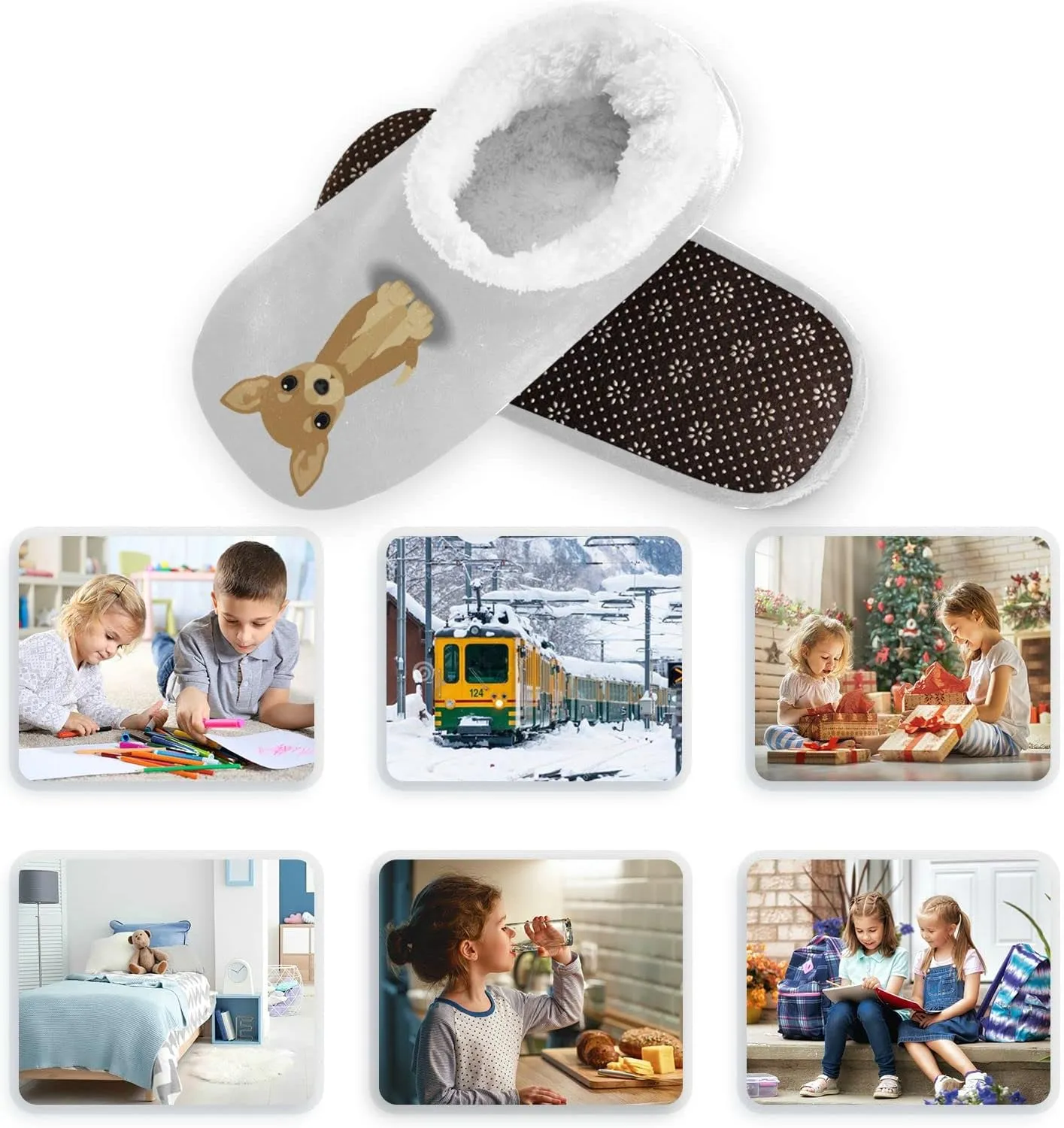 Christmas Boys Girls House Slippers Kids toddler Home Shoes Winter Indoor shoes XS