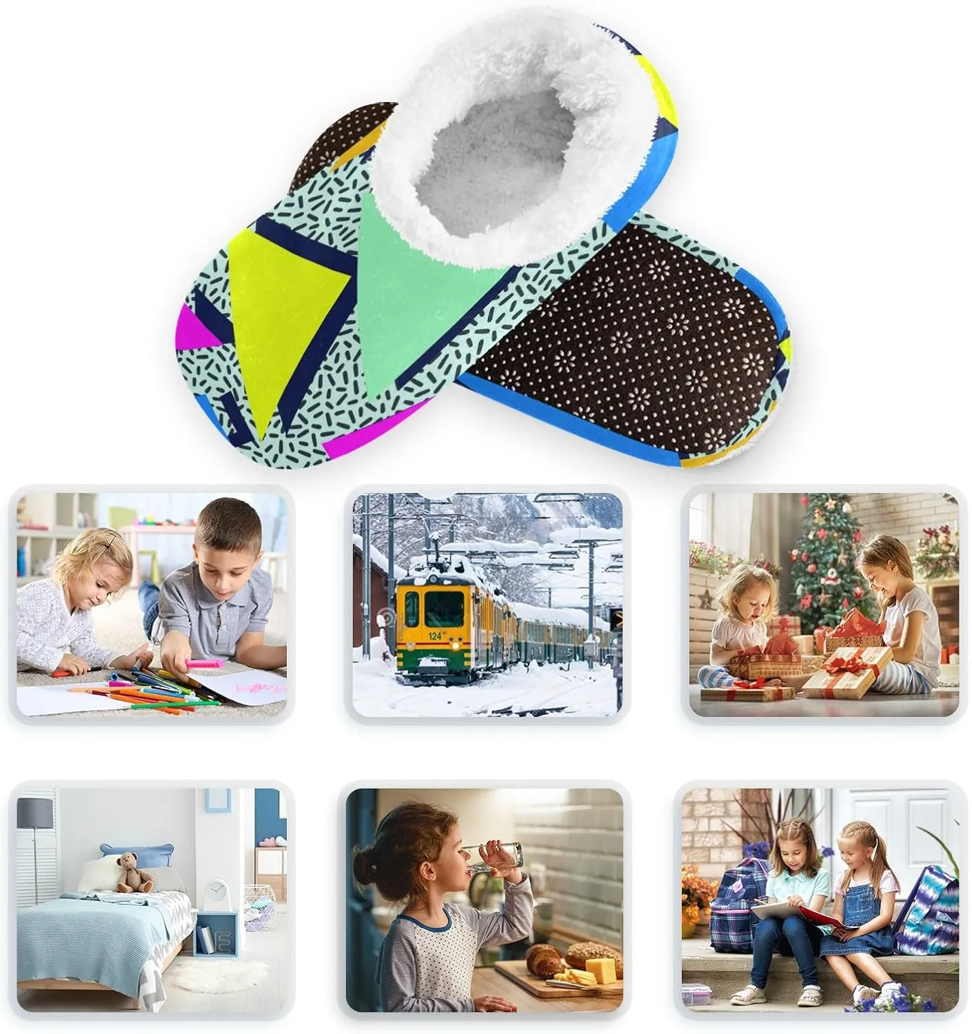 Christmas Boys Girls House Slippers Kids toddler Home Shoes Winter Indoor shoes XS