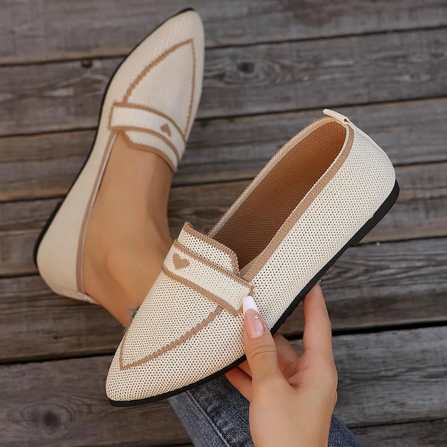 Comfortable Pointed Toe Flats Shoes Women Casual Walking Shoes Comfort Low Heel Shoes Fashion Shoes Basic Shoe