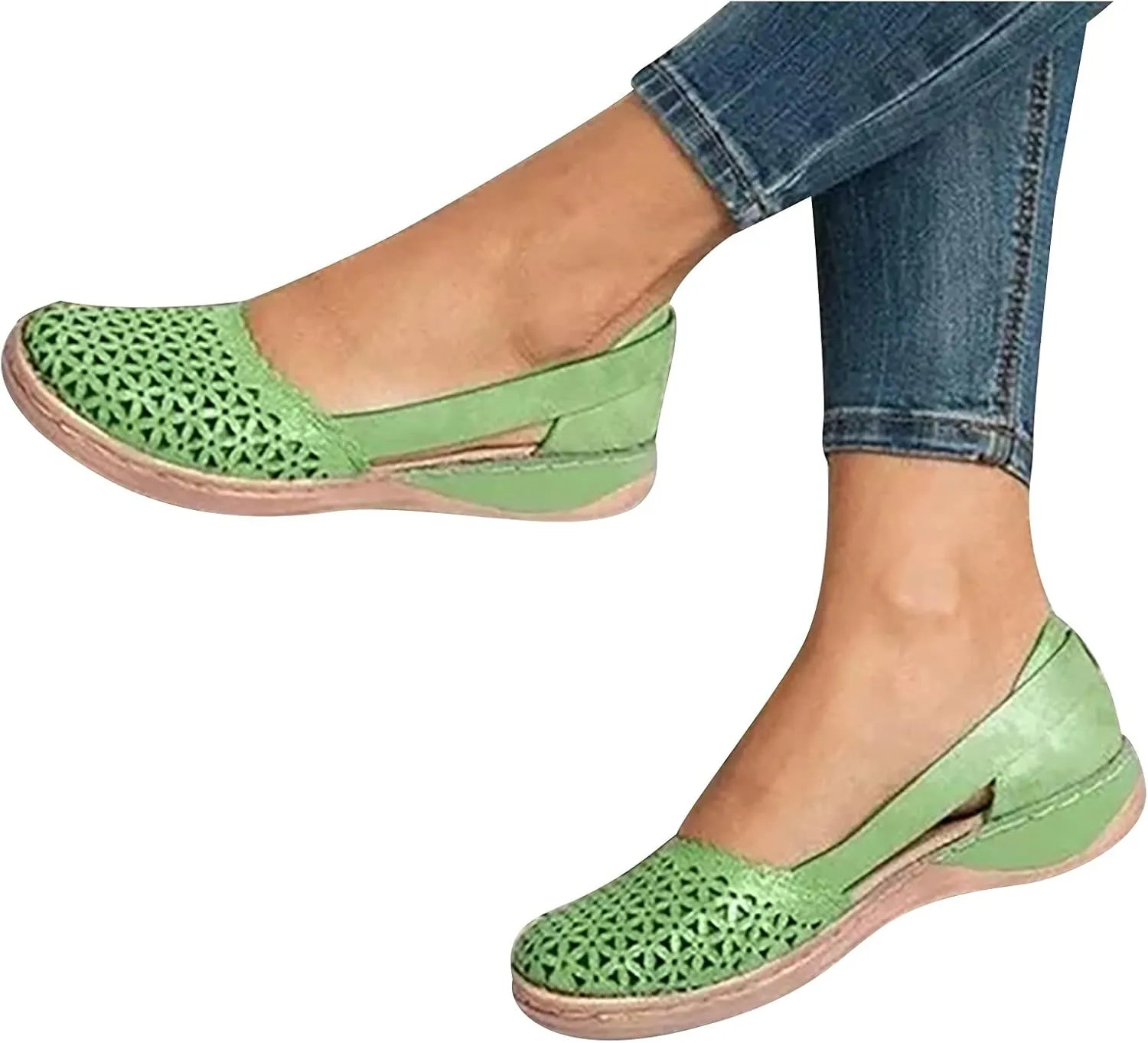 ctdiral Women's Breathable Wedge Sandals, Closed Toe Soft Loafers Comfortable Summer Outdoor Walking Shoes for Women