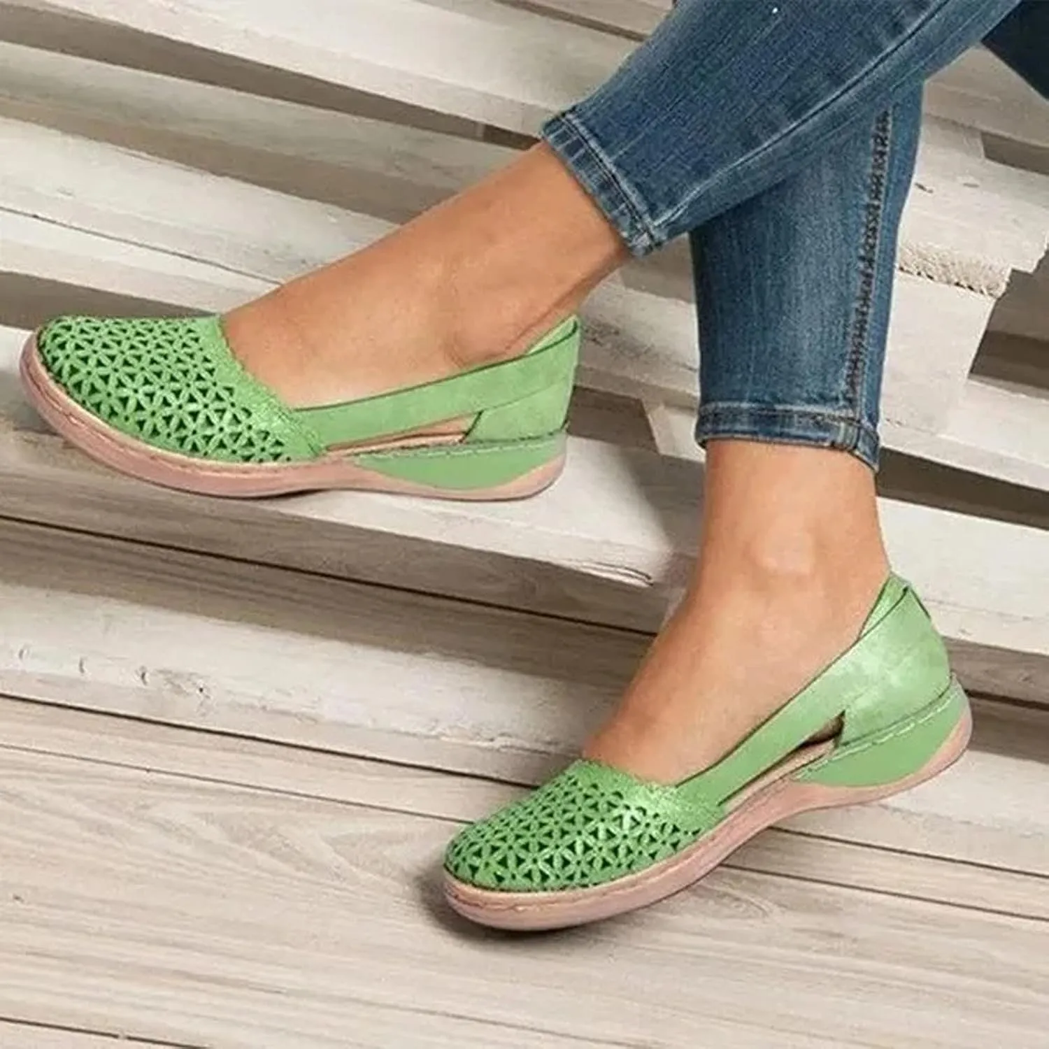 ctdiral Women's Breathable Wedge Sandals, Closed Toe Soft Loafers Comfortable Summer Outdoor Walking Shoes for Women