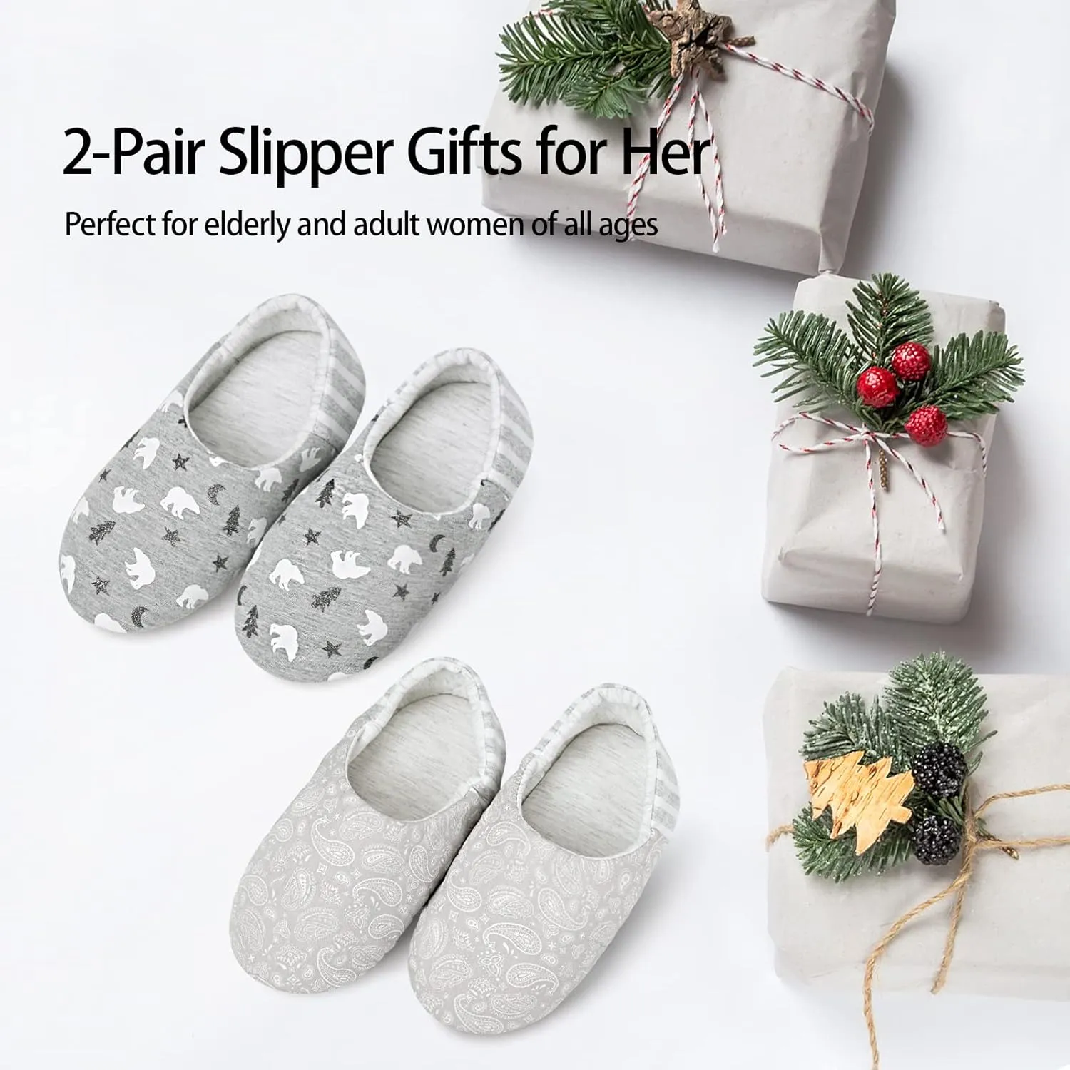 DICUIRD Ballerina House Slippers for Women, Anti-Skid Comfy Warm Ballet Style Slippers