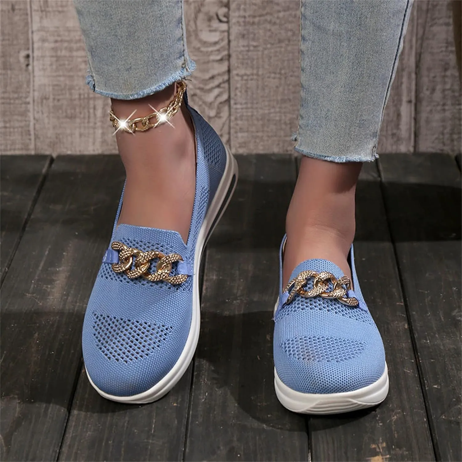 Eduavar Sneakers for Women Trendy, Womens Shoes Sneakers Breathable Mesh Sneakers Platform Low Heel Shoes Walking Sneakers