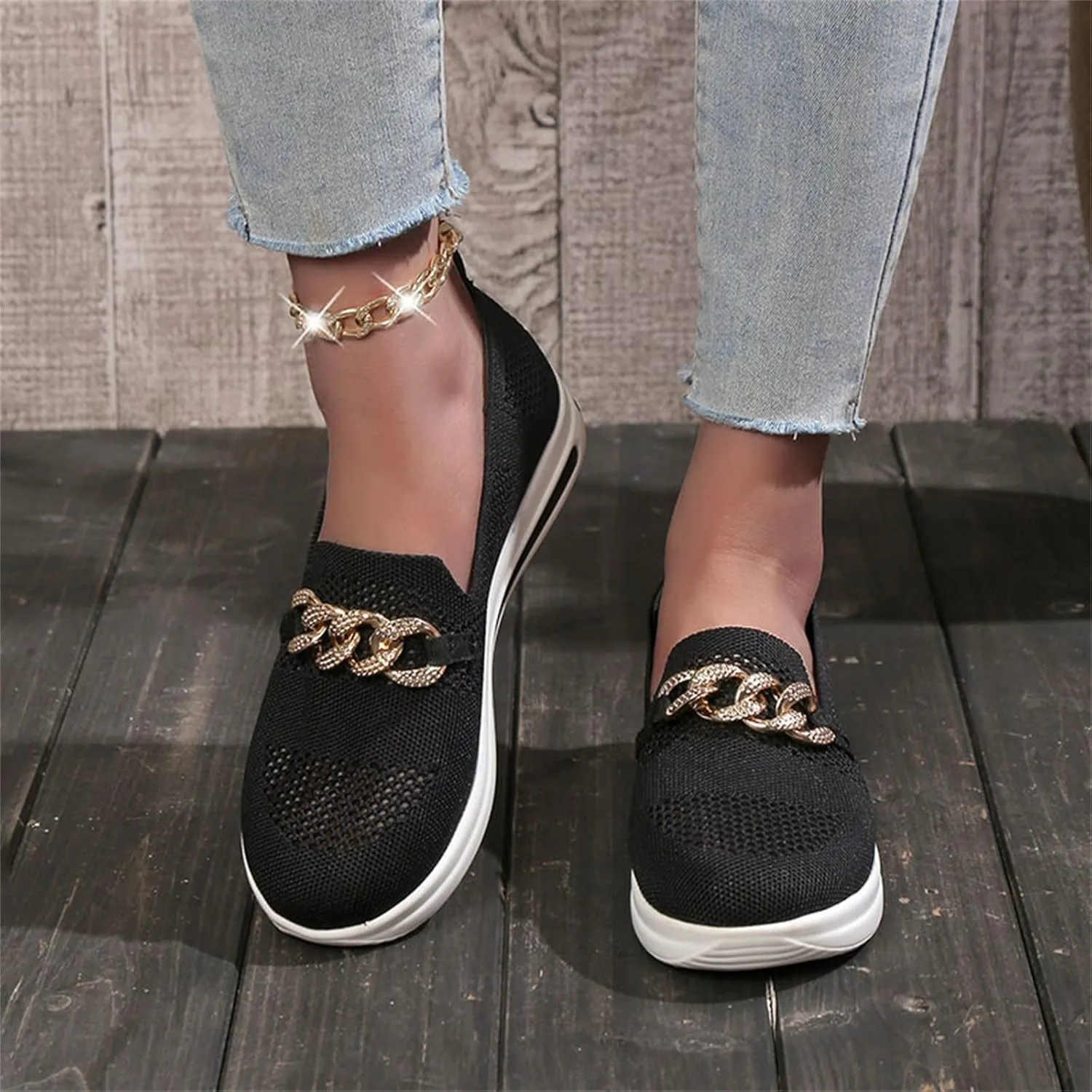 Eduavar Sneakers for Women Trendy, Womens Shoes Sneakers Breathable Mesh Sneakers Platform Low Heel Shoes Walking Sneakers