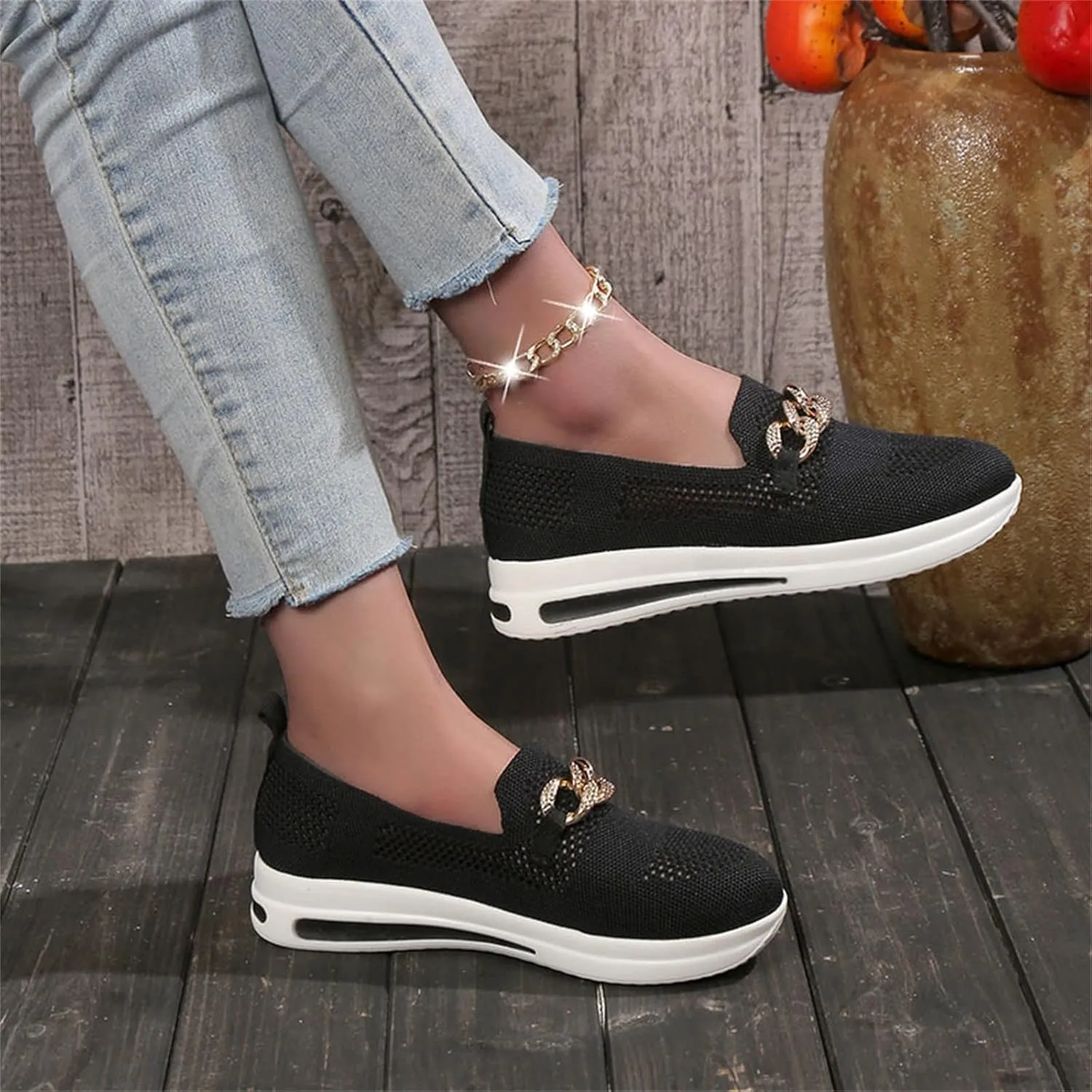 Eduavar Sneakers for Women Trendy, Womens Shoes Sneakers Breathable Mesh Sneakers Platform Low Heel Shoes Walking Sneakers