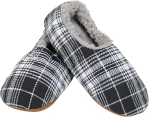 Elanze Designs Mens Plaid Plush Lined Cozy Non Slip Indoor Soft Slippers