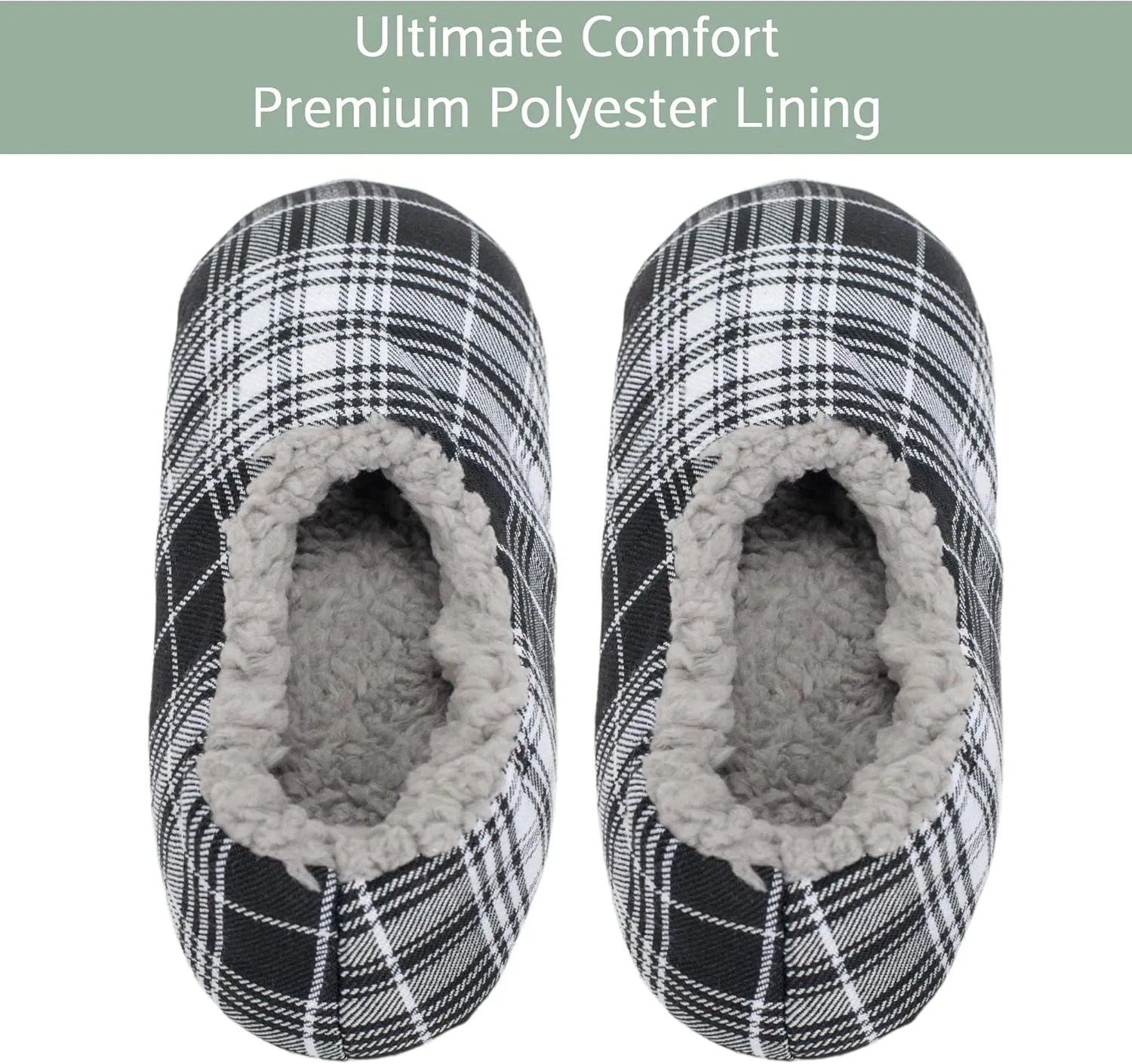 Elanze Designs Mens Plaid Plush Lined Cozy Non Slip Indoor Soft Slippers