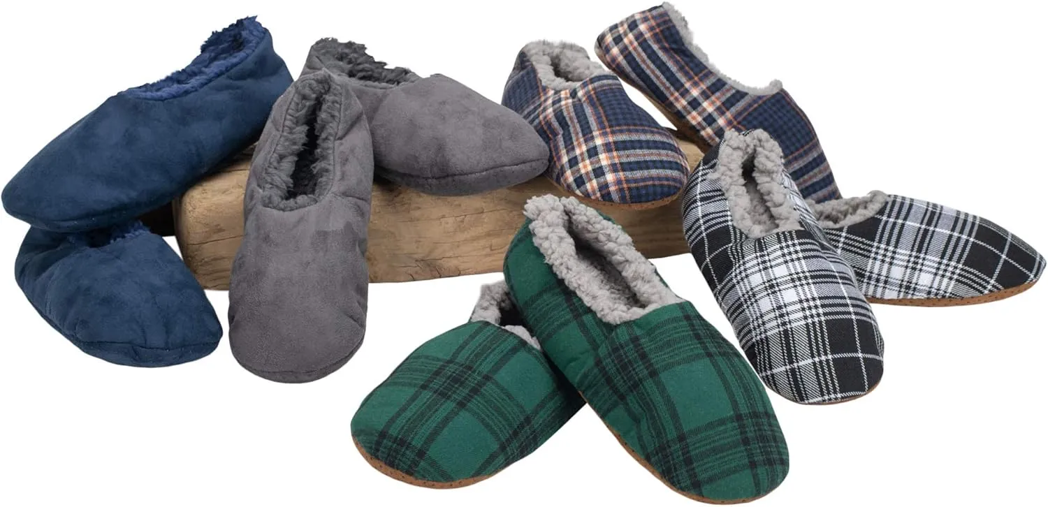 Elanze Designs Mens Plaid Plush Lined Cozy Non Slip Indoor Soft Slippers