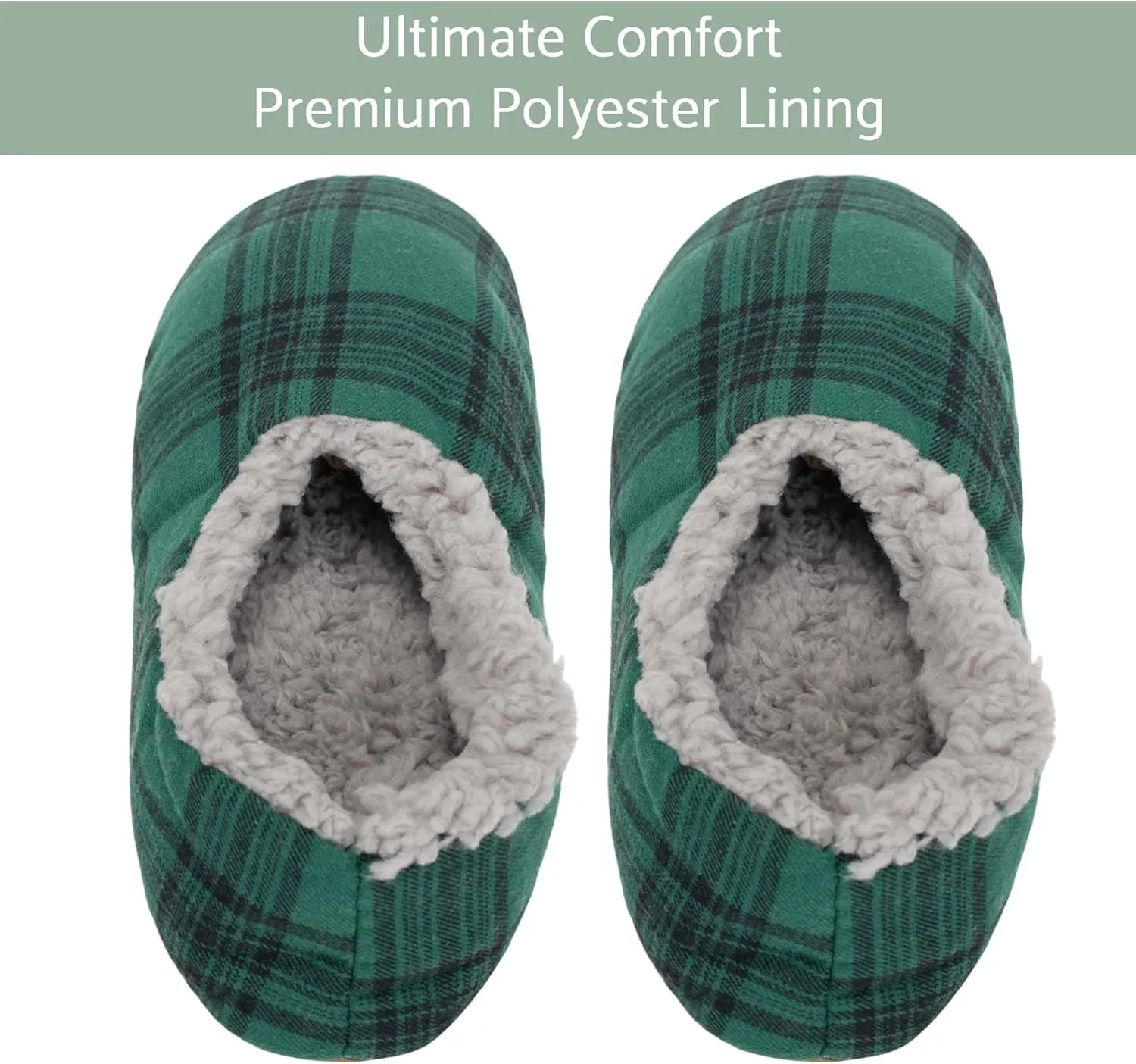 Elanze Designs Mens Plaid Plush Lined Cozy Non Slip Indoor Soft Slippers