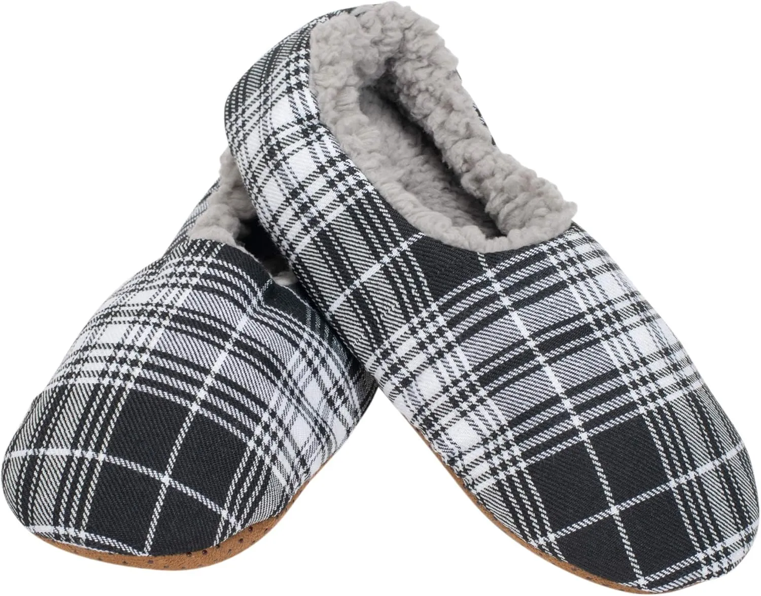 Elanze Designs Mens Plaid Plush Lined Cozy Non Slip Indoor Soft Slippers