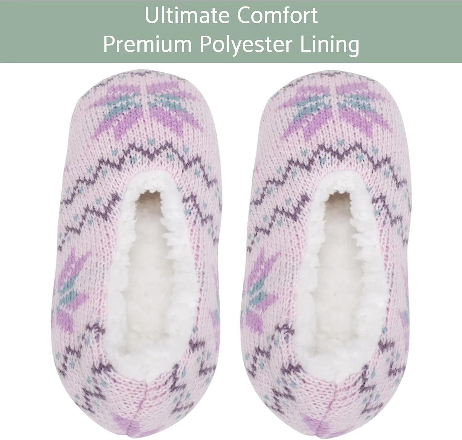 Elanze Designs Nordic Snow Womens Plush Lined Cozy Non Slip Indoor Soft Slippers