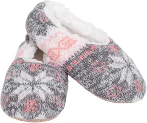 Elanze Designs Nordic Snow Womens Plush Lined Cozy Non Slip Indoor Soft Slippers