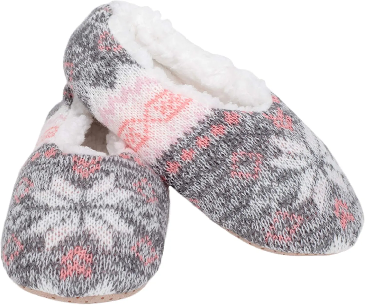 Elanze Designs Nordic Snow Womens Plush Lined Cozy Non Slip Indoor Soft Slippers