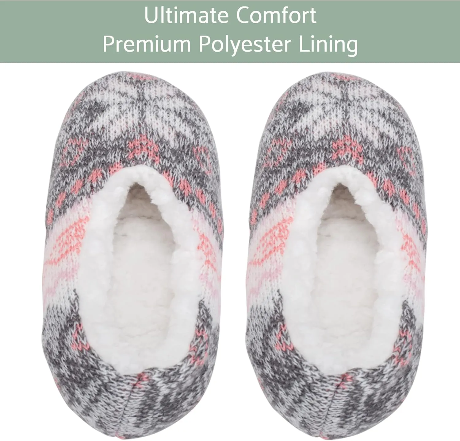 Elanze Designs Nordic Snow Womens Plush Lined Cozy Non Slip Indoor Soft Slippers