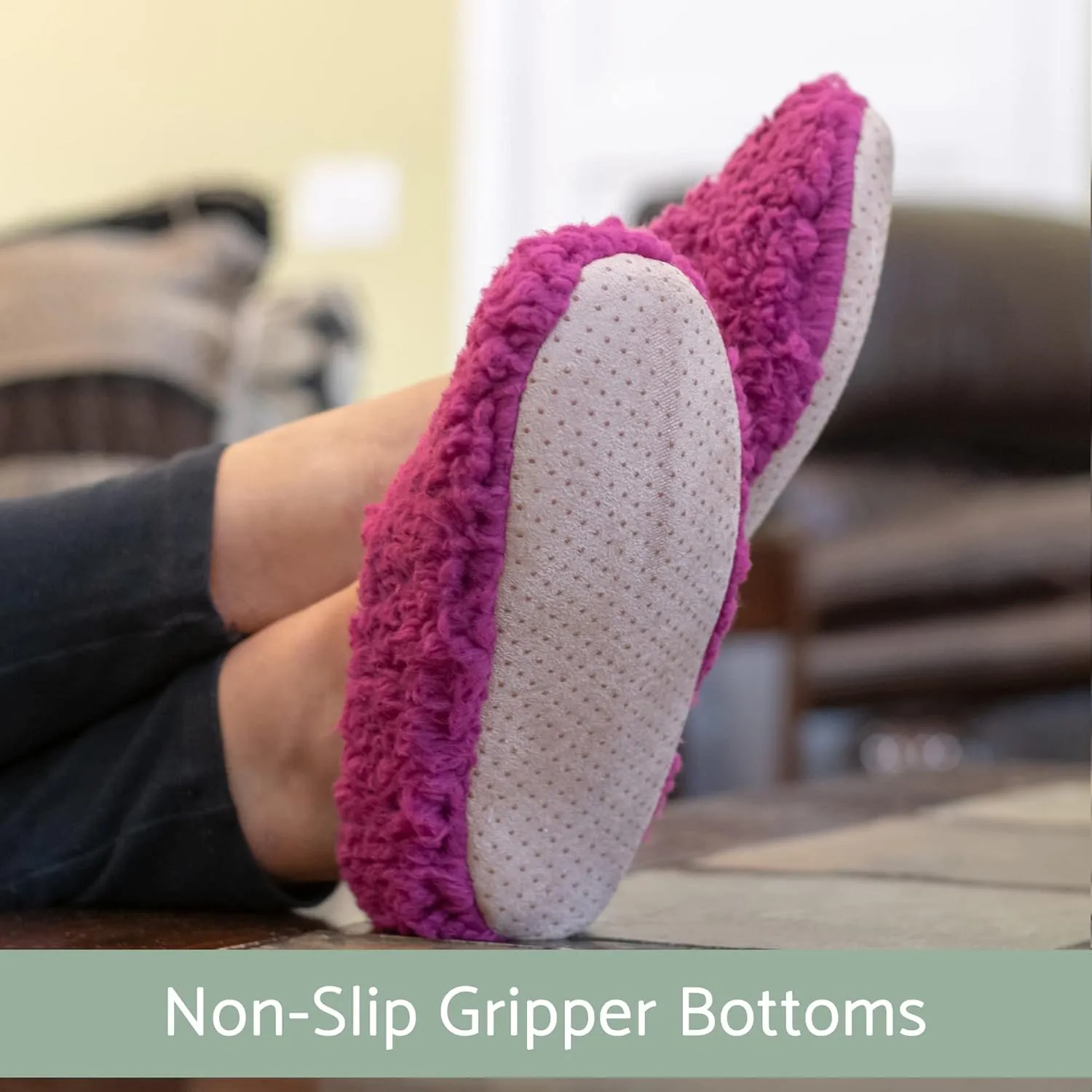 Elanze Designs Two Tone Womens Plush Lined Cozy Non Slip Indoor Soft Slippers