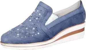 Flat Shoes for Women Foldable Women Casual Shoes Loafers Ladies Crystal Comfort Platform Bling Shoes Women's Wedges (Blue, 10)