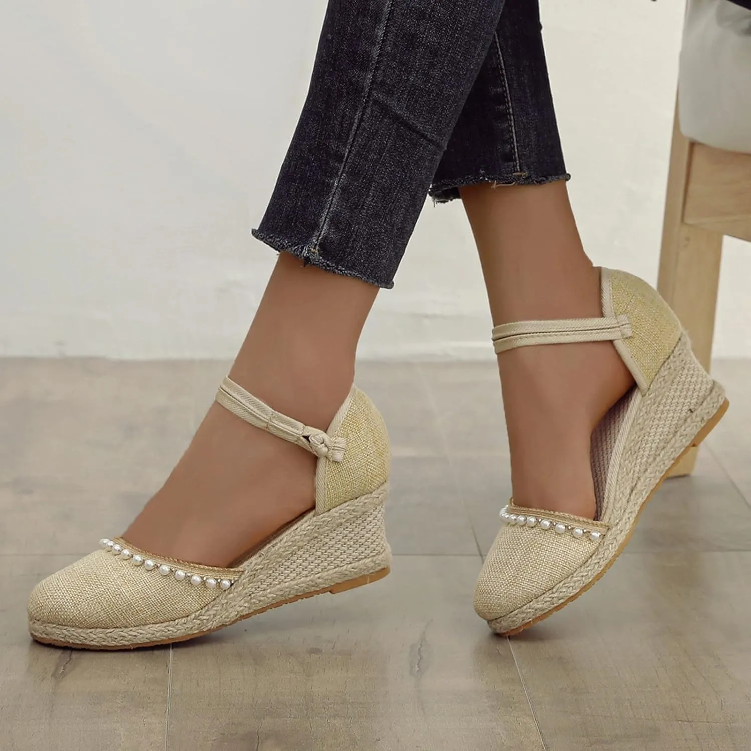 Floral Wedge Slippers Embroidered Womens Summer Resort Style Pattern Women's Wedges Shoes for Women Wedges Winter