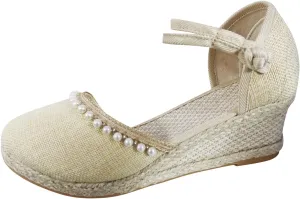 Floral Wedge Slippers Embroidered Womens Summer Resort Style Pattern Women's Wedges Shoes for Women Wedges Winter