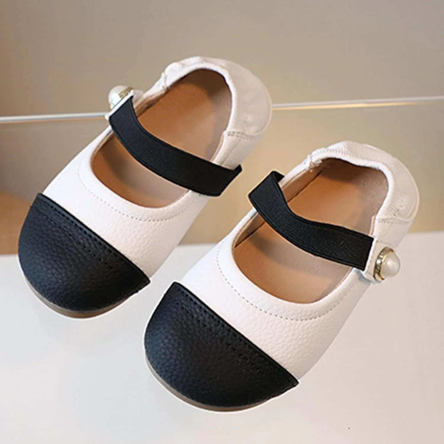 Girls Baby Closed Toe Mary Jane Flat Toddler Little-Kids Dress Ballet Flat Party School Pearl Princess Shoes
