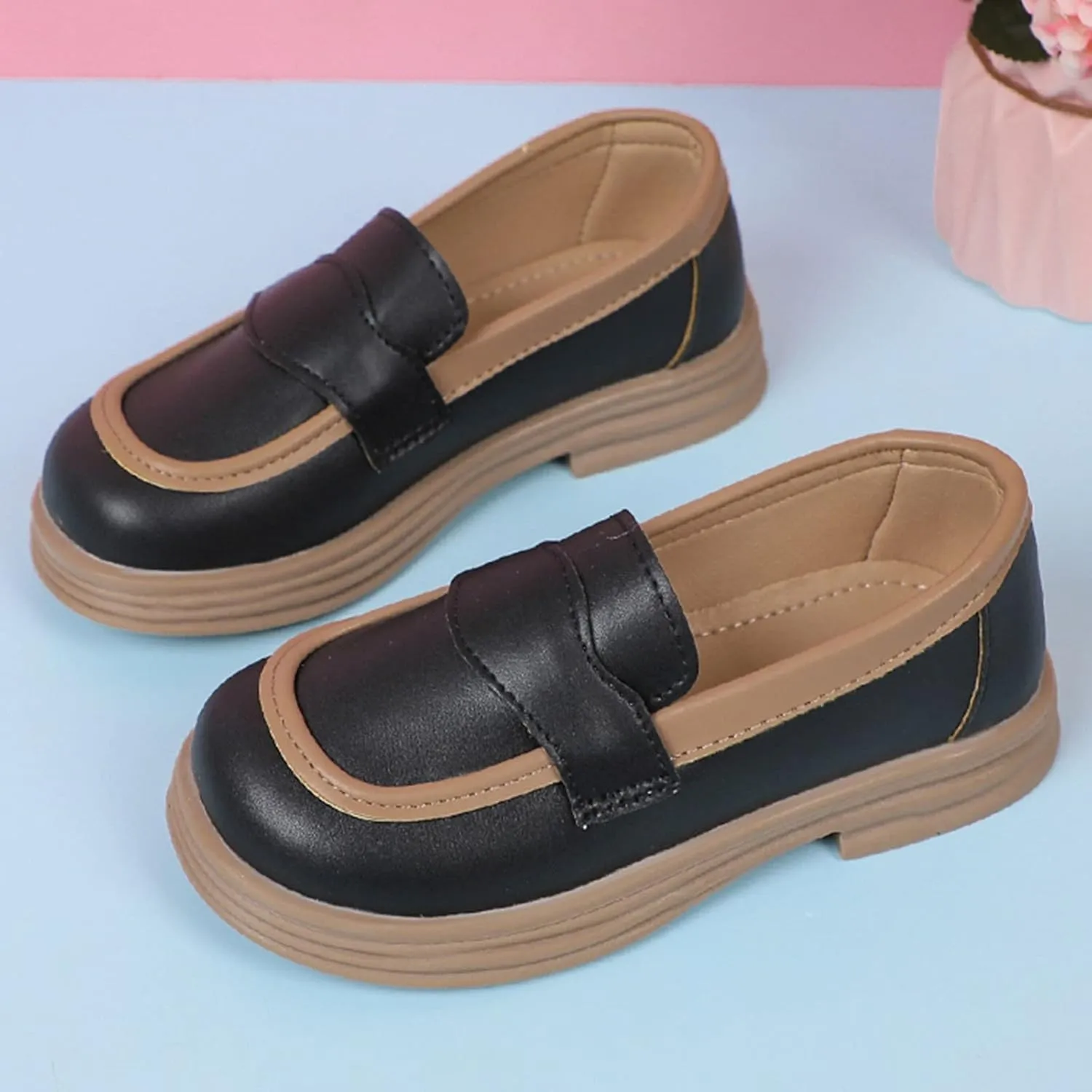 Girls Dress Shoes Chunky Loafers for Girl Platform Loafers School Uniform Slip On Shoes Toddler Girls Shoes