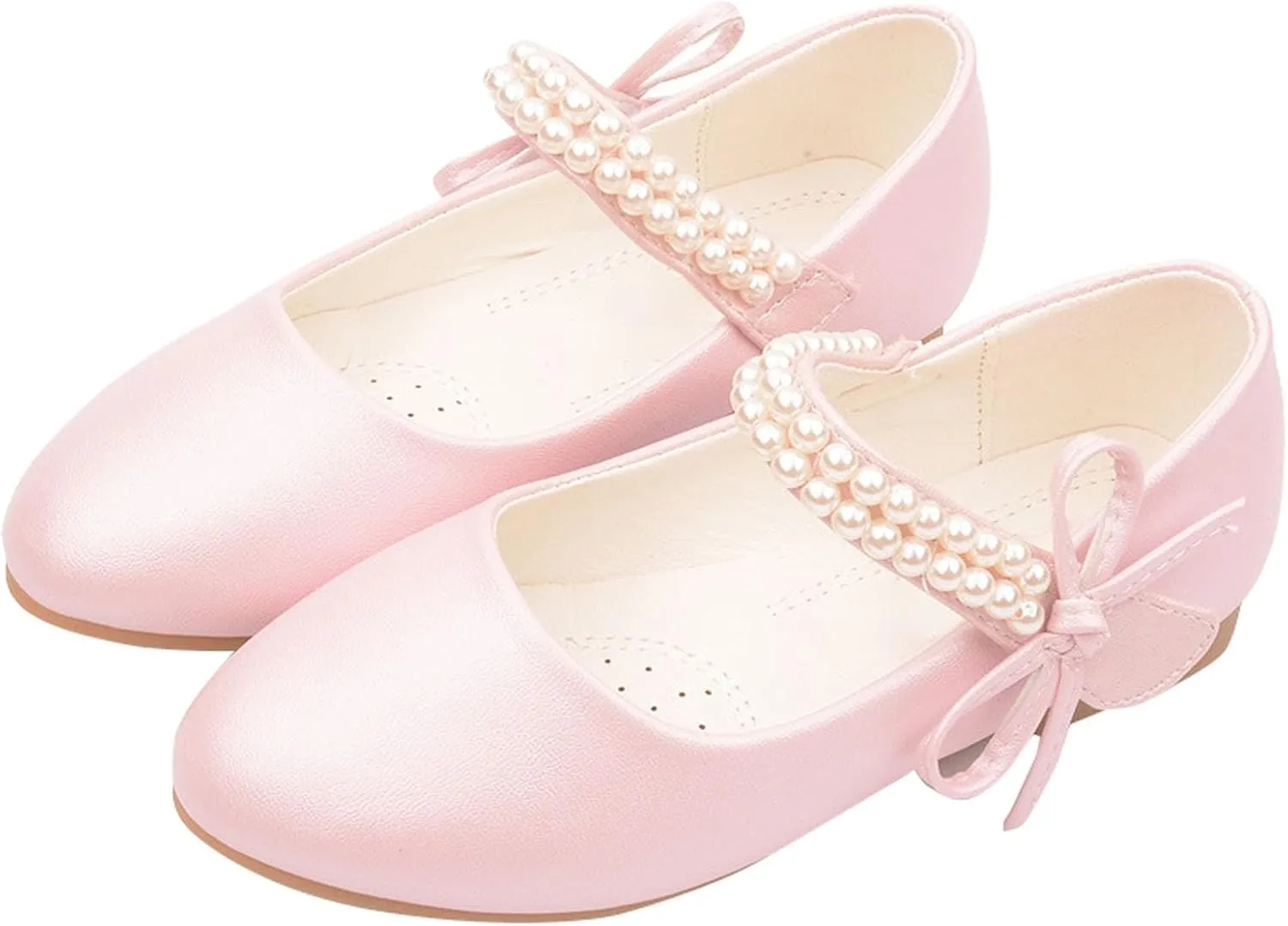 Girls Dress Shoes Toddler Flower Girl Dress Shoes Little Girl Ballet Flats Pearl Strap for Wedding Party