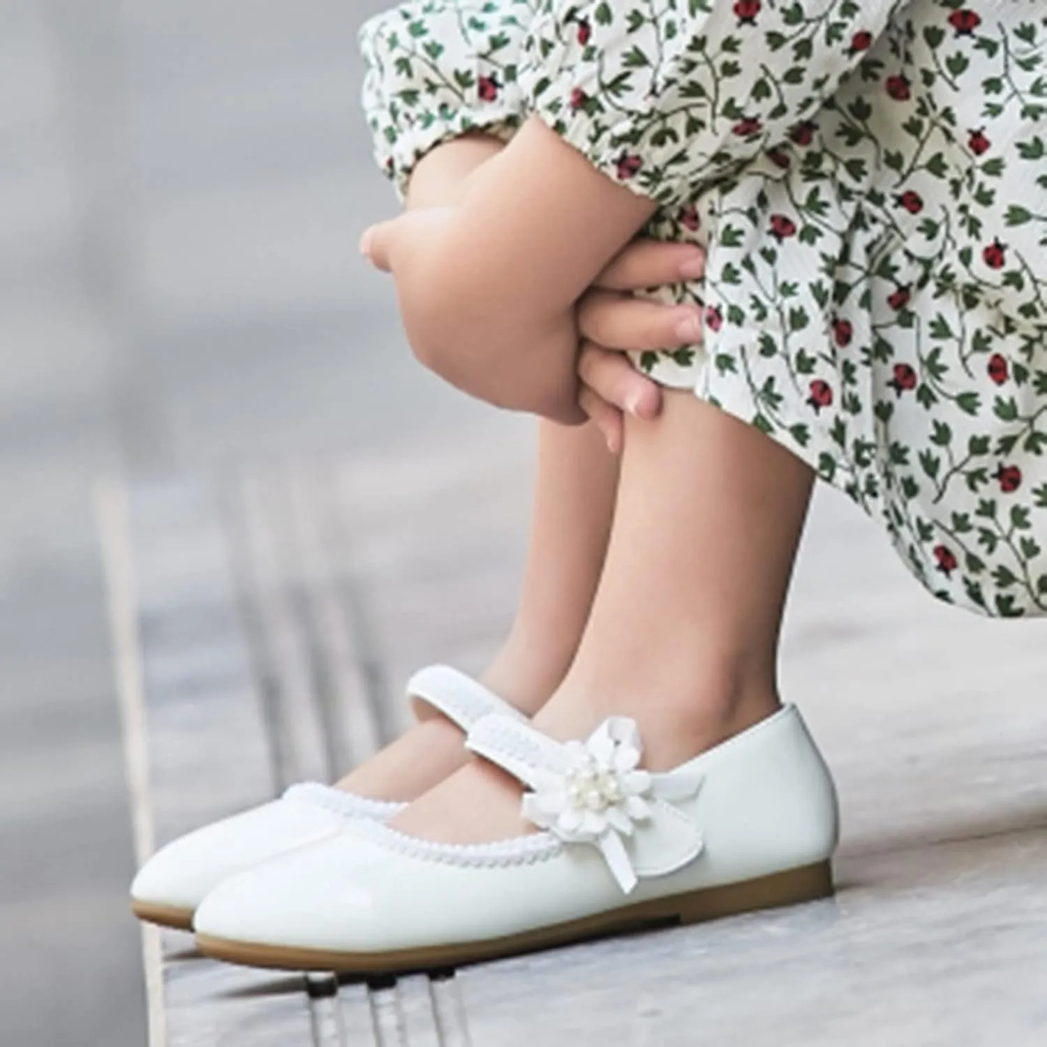 Girls Dress Shoes Toddler Girls Mary Jane with Pearls Low Heels Pumps for Flower Girl Wedding Party Girls School Shoes