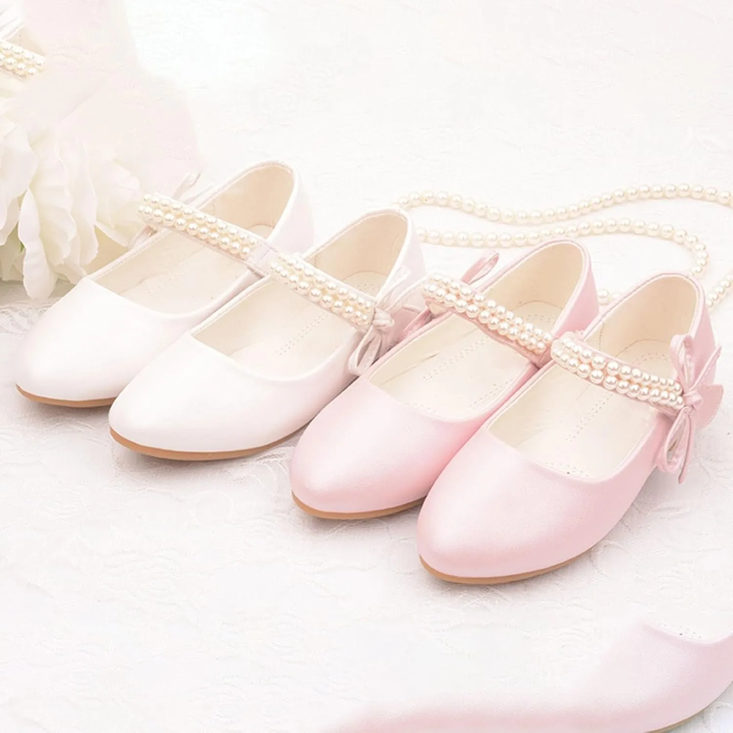 Girls Mary Jane Dress Shoes Princess Ankle Strap Bowknot Shoes Wedding Par𝘁y Prom Dance Flat𝘀 Sandals for Kids