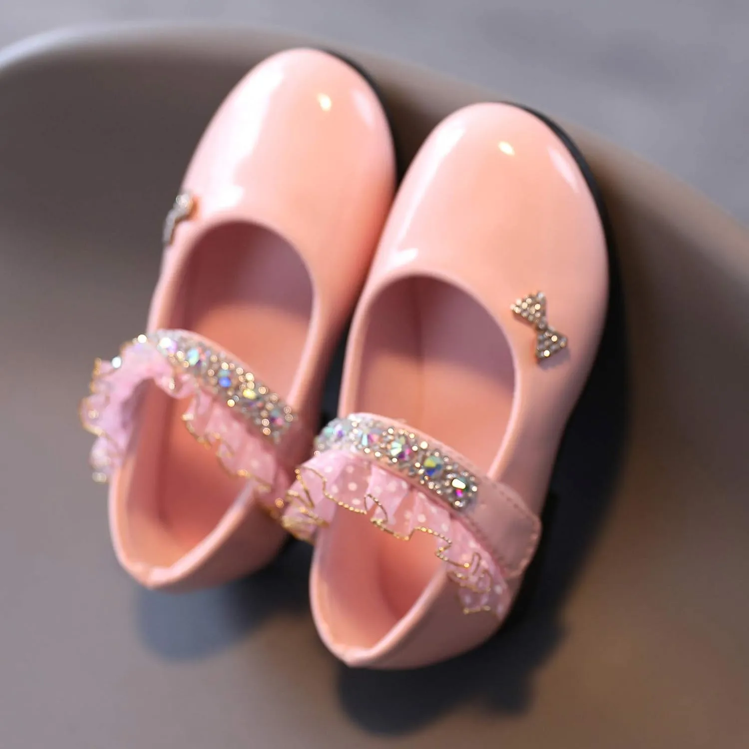 Girls Mary Jane Flats Toddler Girls Glitter Dress Wedding Ballet Shoes Patent Leather Shoes for Kids