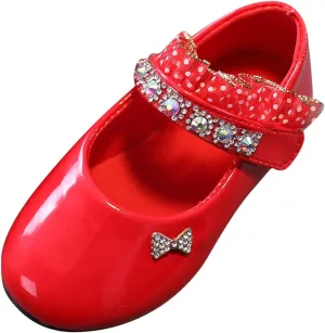 Girls Mary Jane Flats Toddler Girls Glitter Dress Wedding Ballet Shoes Patent Leather Shoes for Kids
