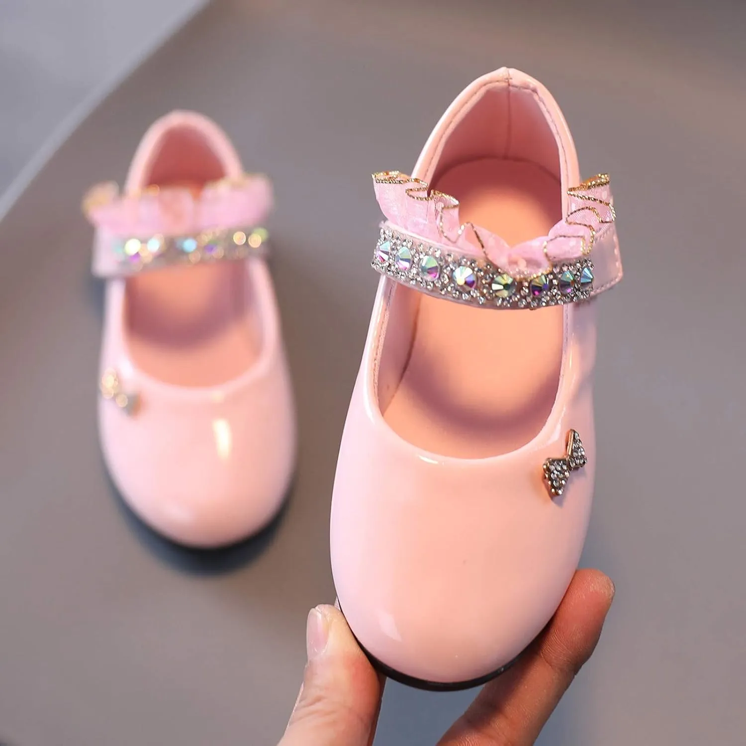 Girls Mary Jane Flats Toddler Girls Glitter Dress Wedding Ballet Shoes Patent Leather Shoes for Kids
