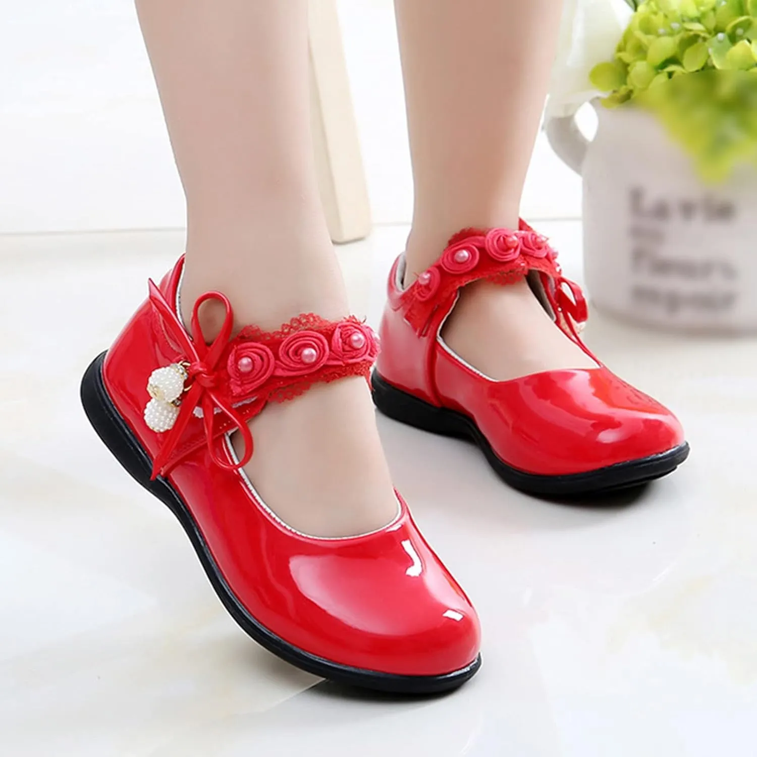 Girls Mary Jane Shoes School Kids Uniform Flat Ballet Strap Dress Formal Slip-On Shoes Performance Shoes Youth