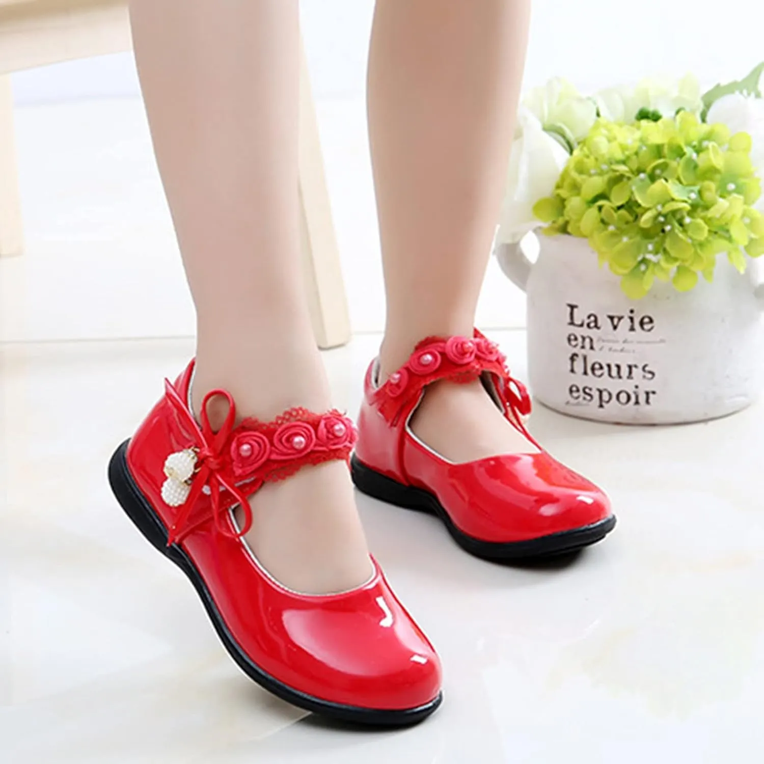Girls Mary Jane Shoes School Kids Uniform Flat Ballet Strap Dress Formal Slip-On Shoes Performance Shoes Youth