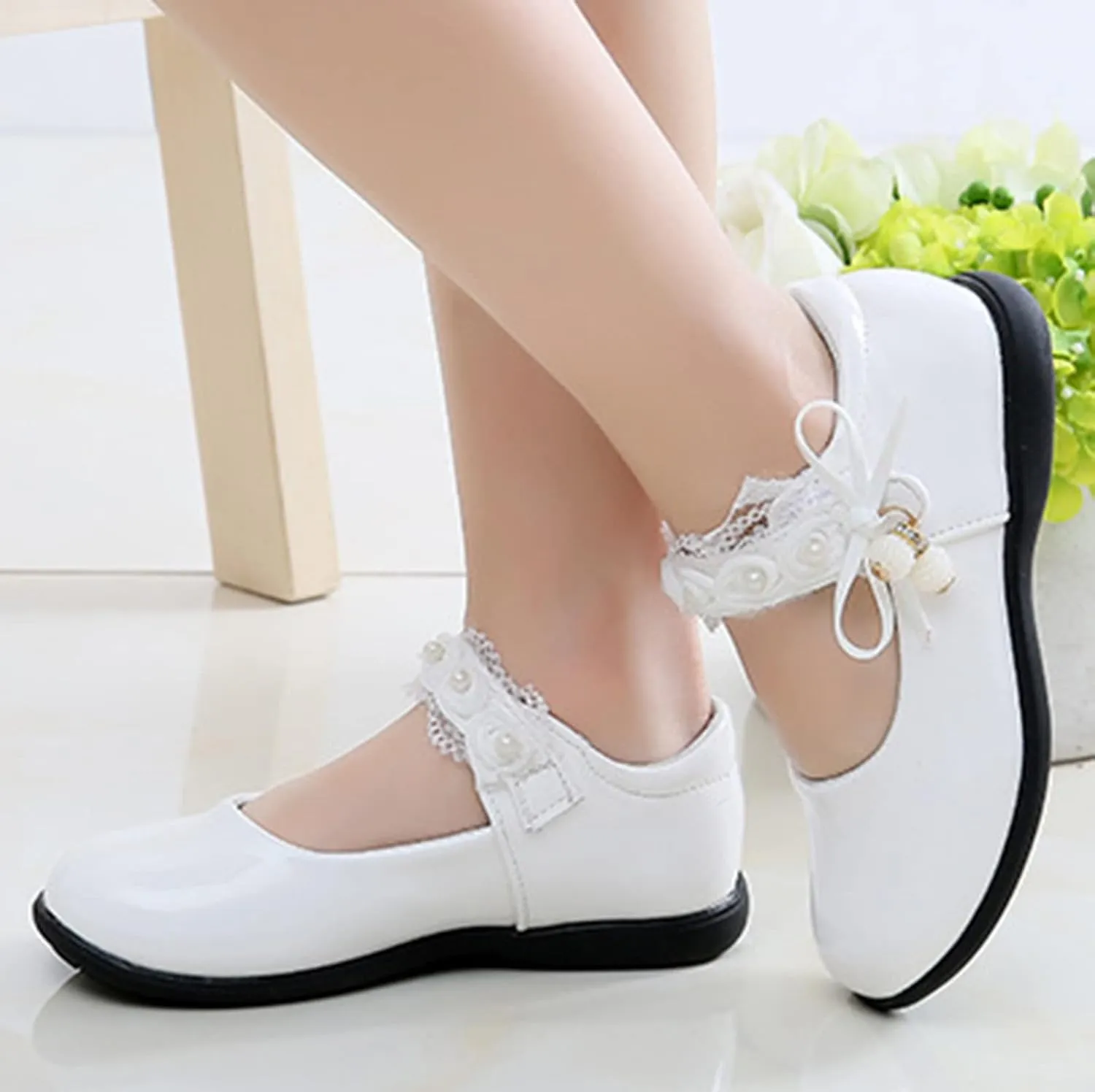 Girls Mary Jane Shoes School Kids Uniform Flat Ballet Strap Dress Formal Slip-On Shoes Performance Shoes Youth