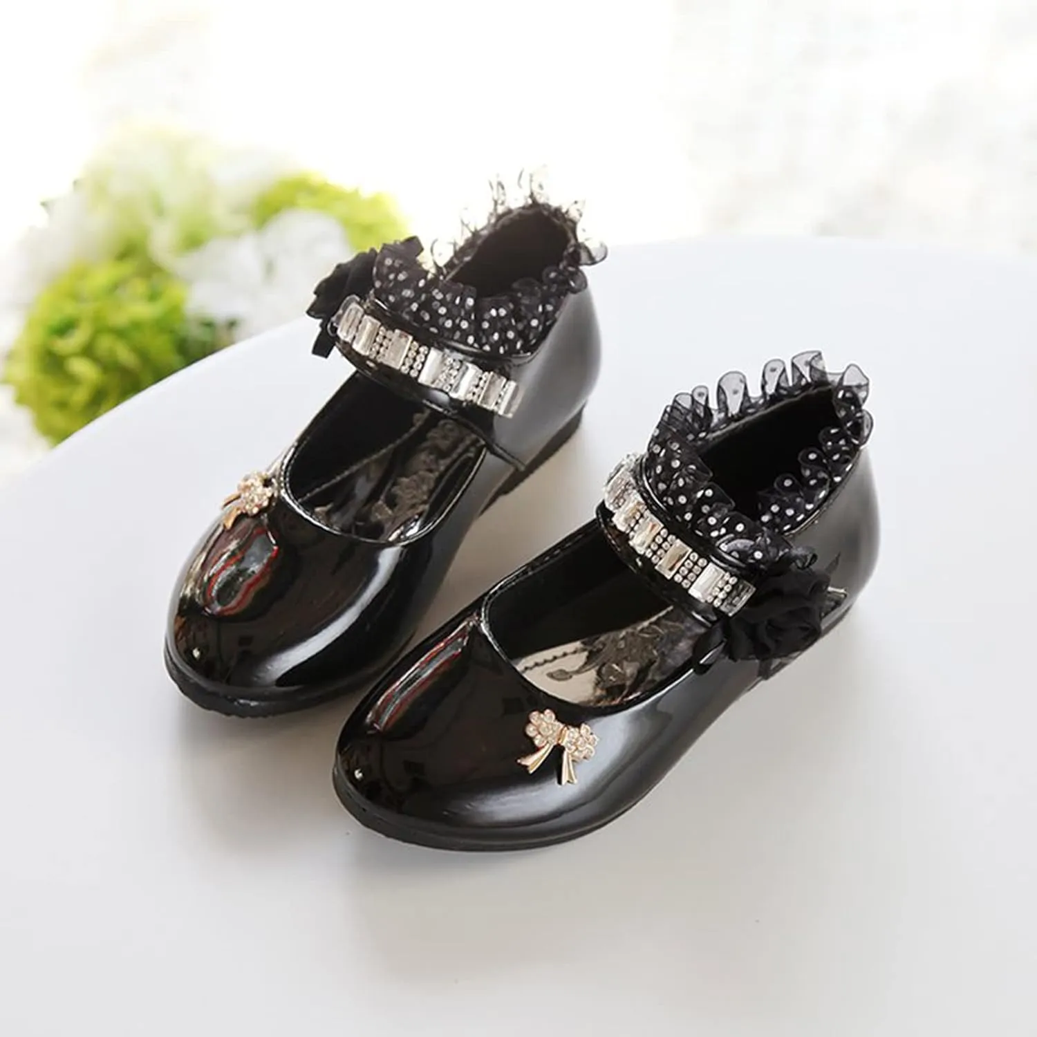 Girls Patent Leather Dress Shoes Little Girls School Uniform Mary Jane Flats Low Heels for Party Wedding Toddler