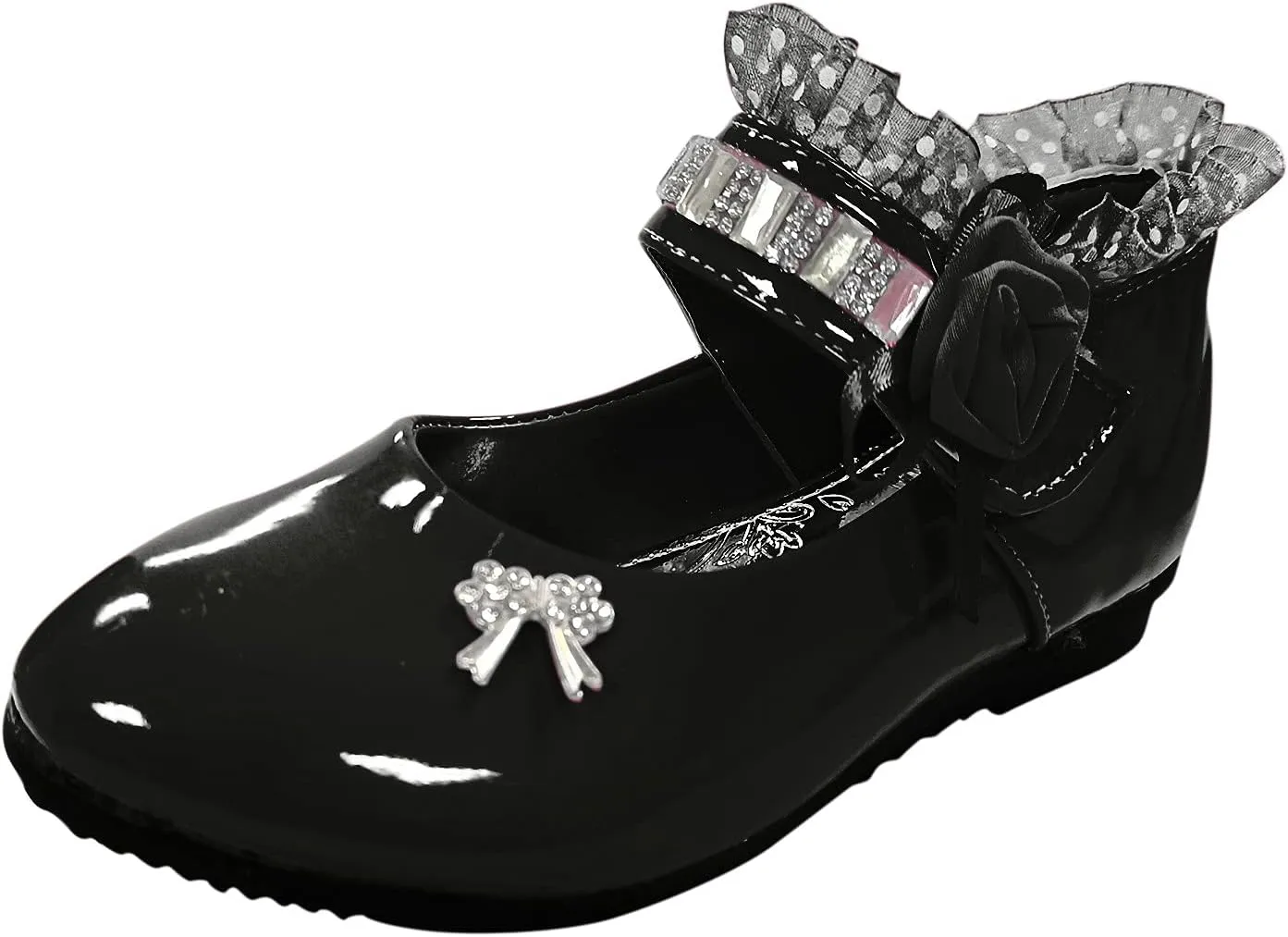 Girls Patent Leather Dress Shoes Little Girls School Uniform Mary Jane Flats Low Heels for Party Wedding Toddler