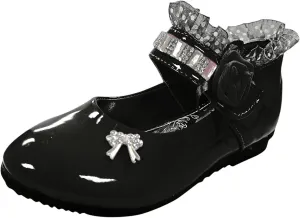 Girls Patent Leather Dress Shoes Little Girls School Uniform Mary Jane Flats Low Heels for Party Wedding Toddler