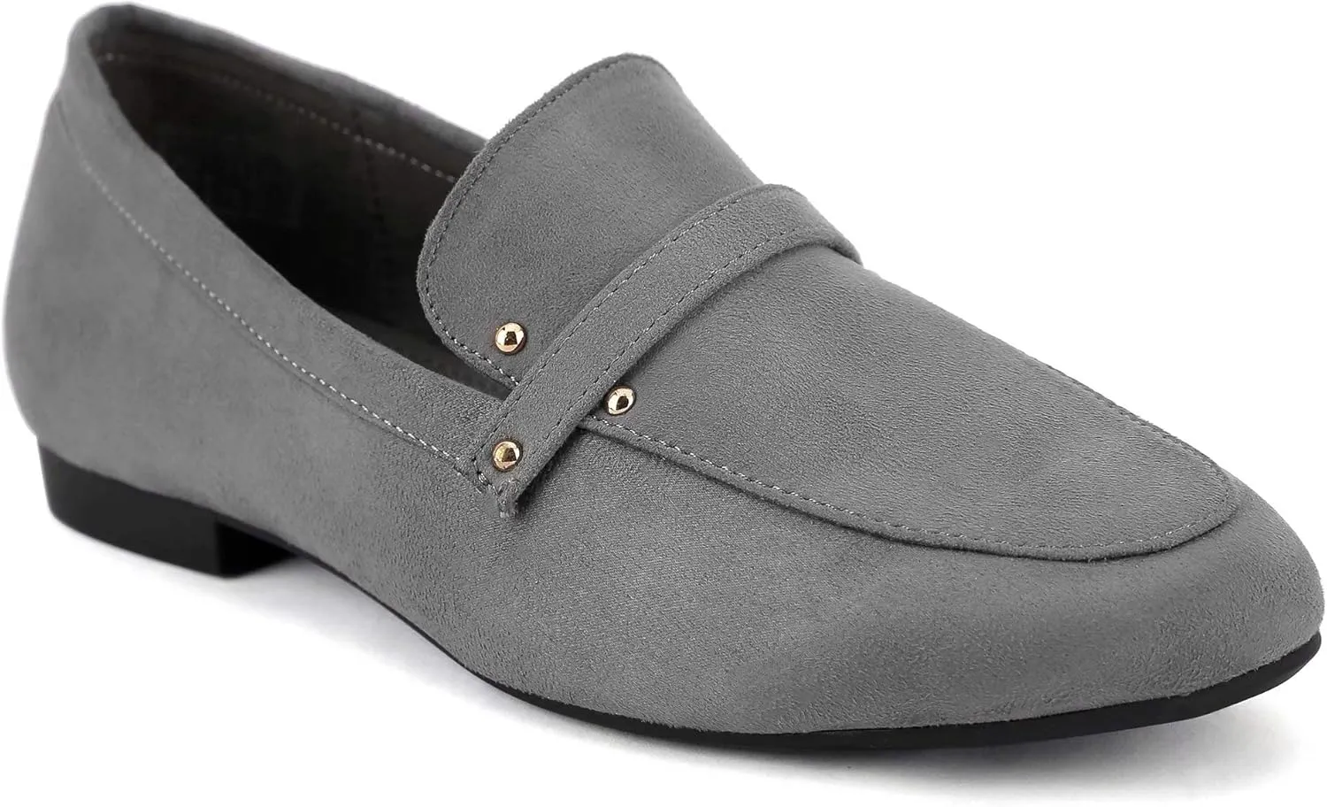 Greatonu Women's Faux Suede Loafers Comfortable Slip-on Flat Low Heels Casual Daily Shoes
