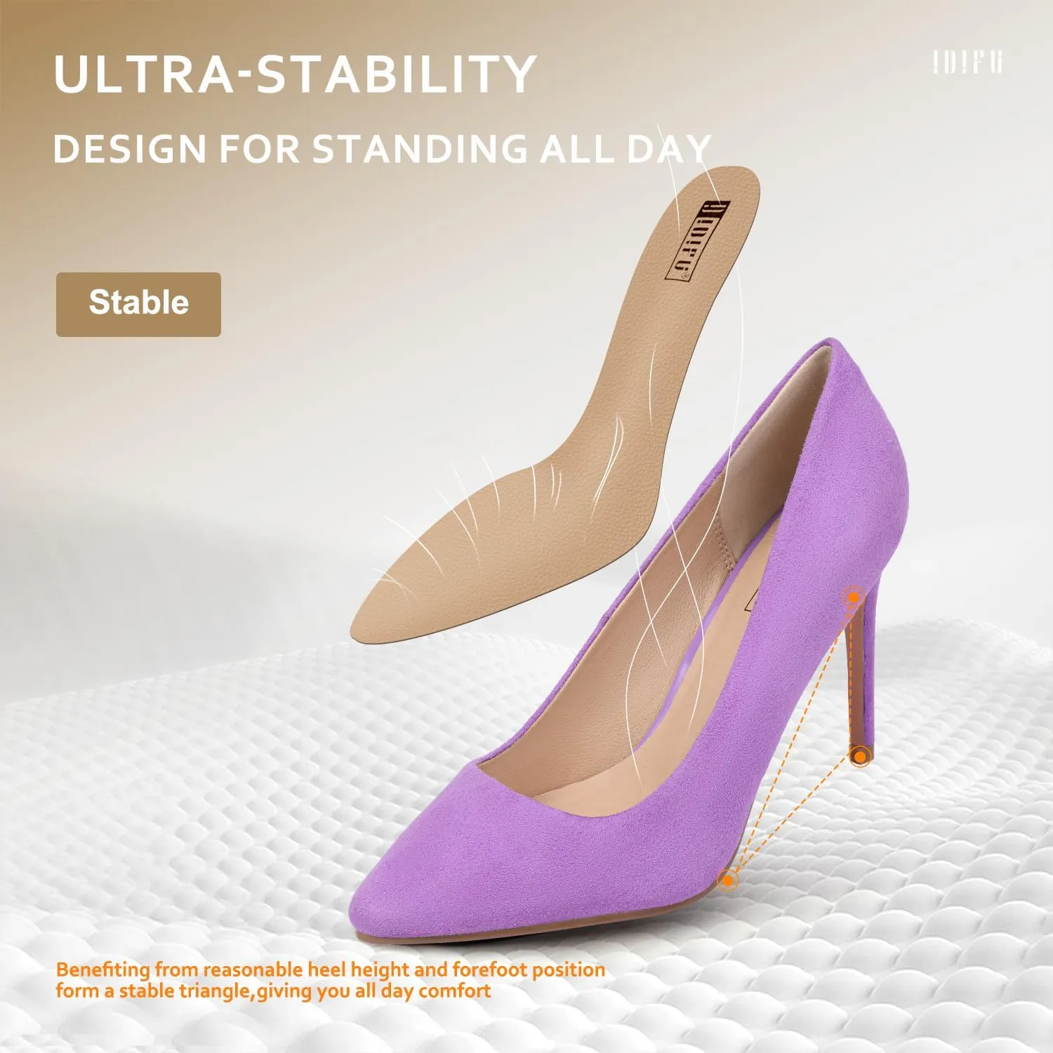 IDIFU Women's IN4 Classic Pointed Toe High Heels Pumps Wedding Dress Office Shoes