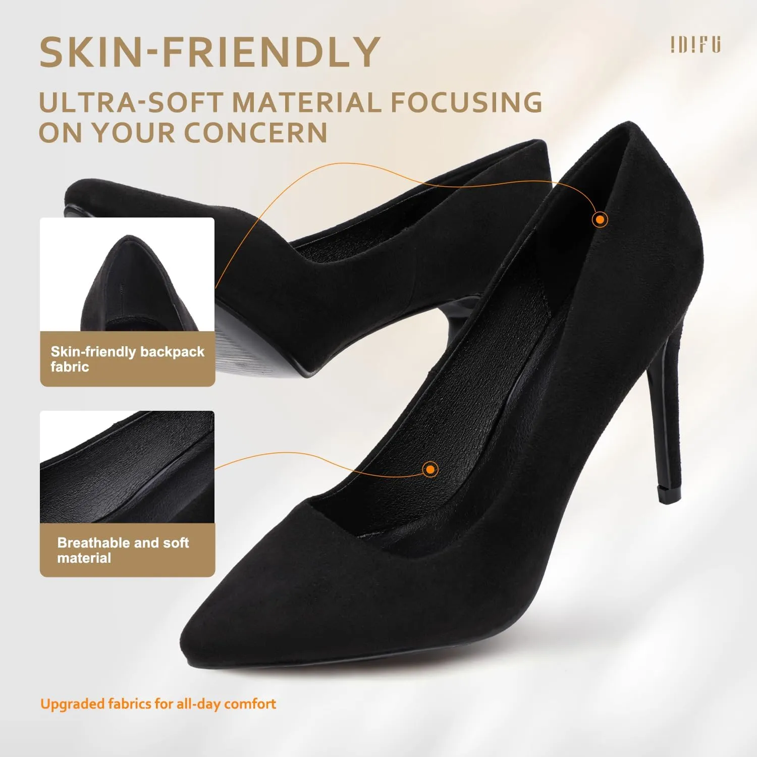 IDIFU Women's IN4 Classic Pointed Toe High Heels Pumps Wedding Dress Office Shoes