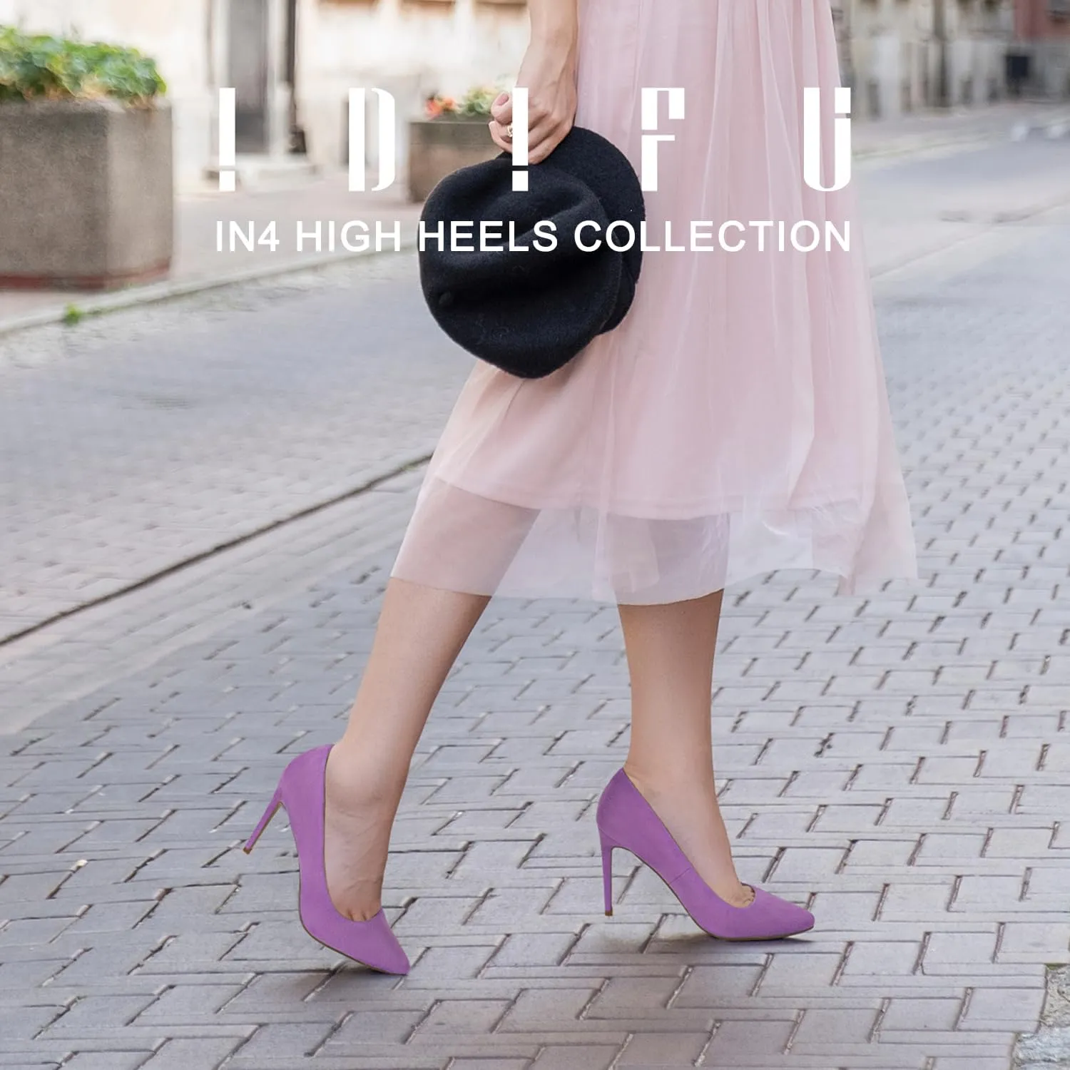 IDIFU Women's IN4 Classic Pointed Toe High Heels Pumps Wedding Dress Office Shoes