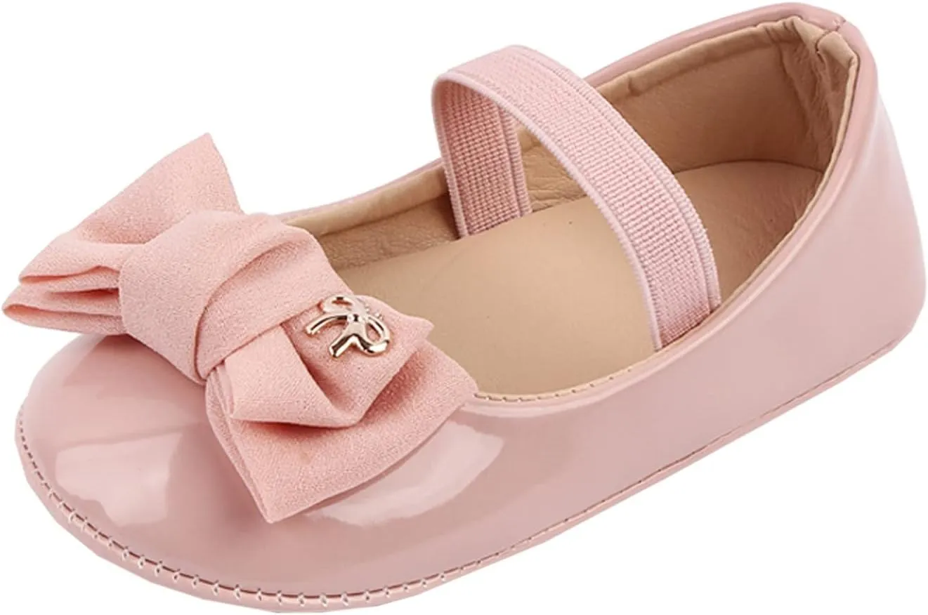 Infant Baby Girl Mary Jane Dress Shoes Bowknot Shoes Ballet Flats for Girl Wedding Party School Shoes