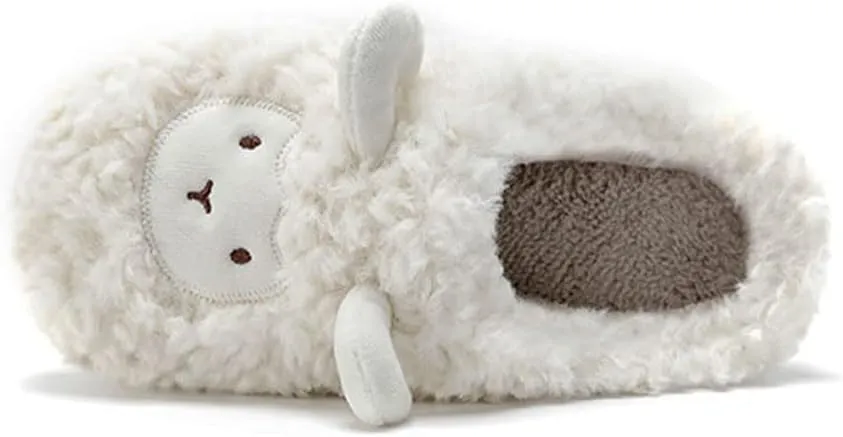 JadeRich Women's Cute Animal Slippers Winter Warm Fuzzy Plush House Slipper Cartoon Sheep Indoor Shoes