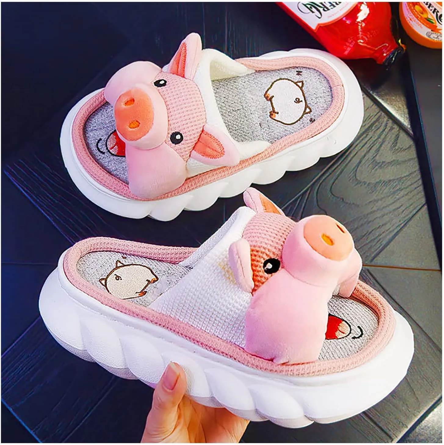 Jerzmy Cute Animal Cow Pig Men Women House Slippers, Comfy Memory Foam Cloudy Soft Slippers Plush Home Shoes for Bedroom Living Room Indoor