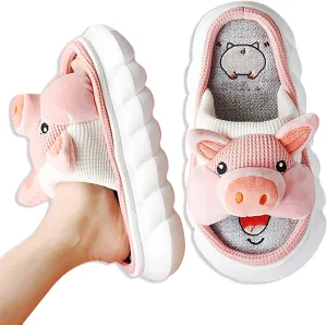 Jerzmy Cute Animal Cow Pig Men Women House Slippers, Comfy Memory Foam Cloudy Soft Slippers Plush Home Shoes for Bedroom Living Room Indoor
