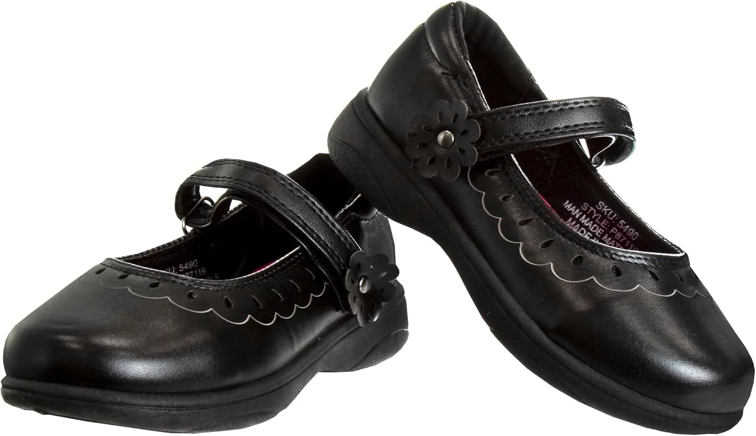 Josmo Petalia Girls Mary Jane Shoes School Kids Uniform Ballet Strap Slip-On Dress Flats - Black (Toddler/Little Kid/Big Kid)