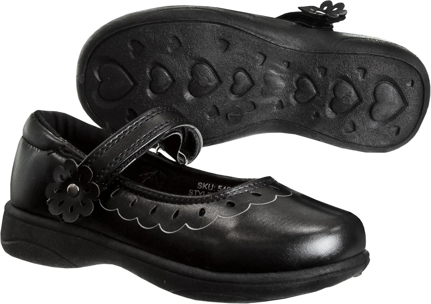 Josmo Petalia Girls Mary Jane Shoes School Kids Uniform Ballet Strap Slip-On Dress Flats - Black (Toddler/Little Kid/Big Kid)