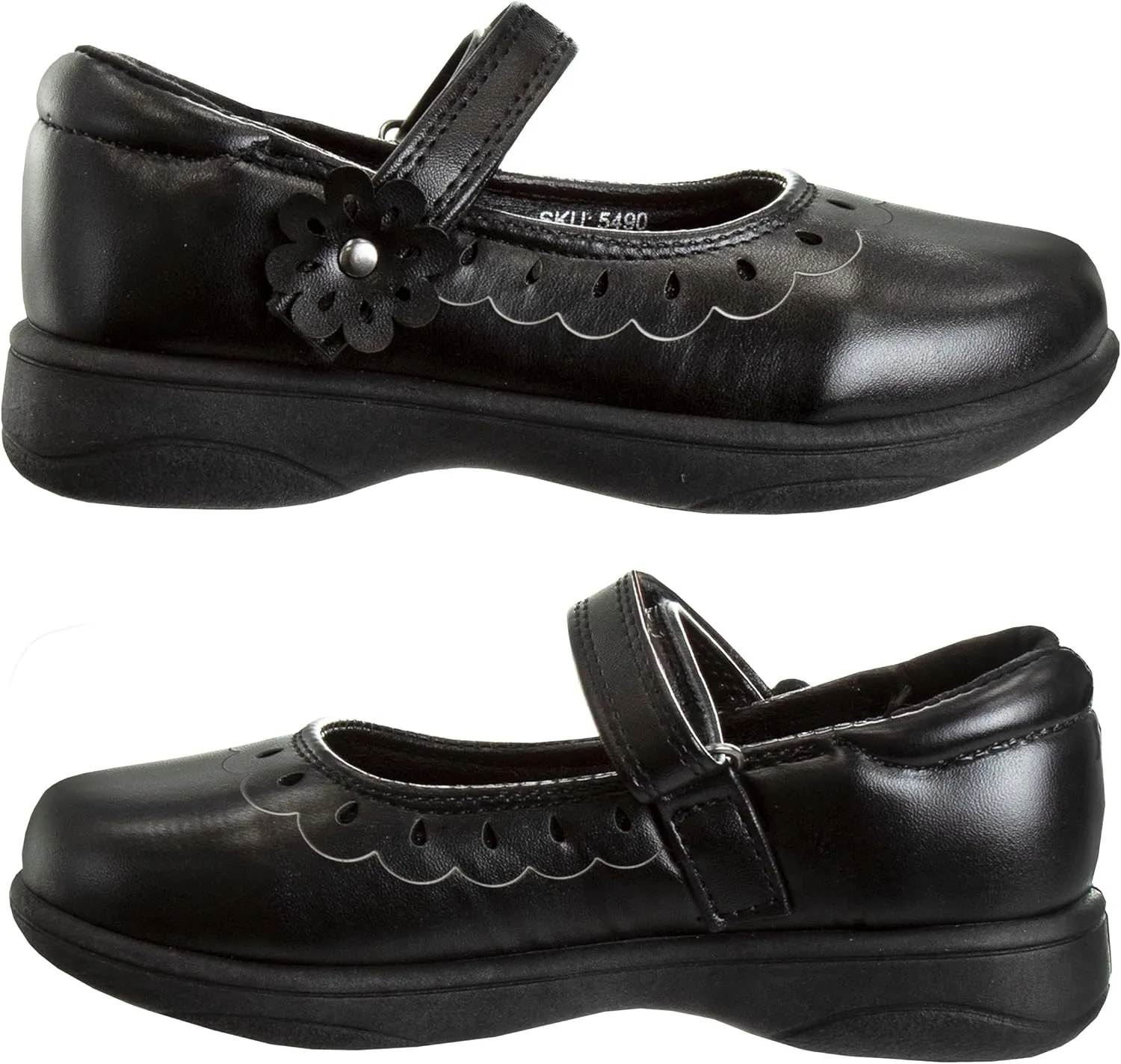 Josmo Petalia Girls Mary Jane Shoes School Kids Uniform Ballet Strap Slip-On Dress Flats - Black (Toddler/Little Kid/Big Kid)