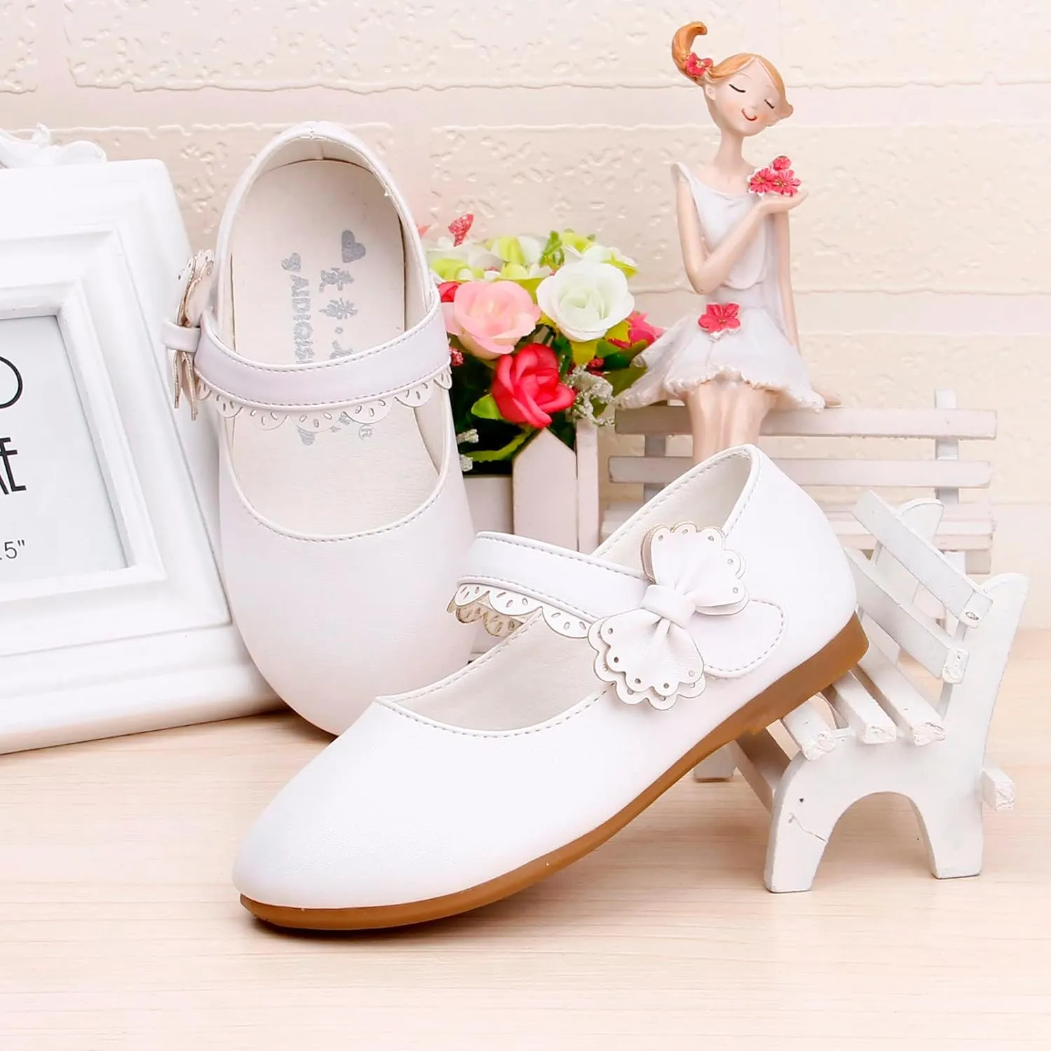Kids Mary Jane Shoes Toddler Girls Anti-Slip Rubber Soft Sole Closed Toe Flat𝘀 Princess Wedding Dress Shoes