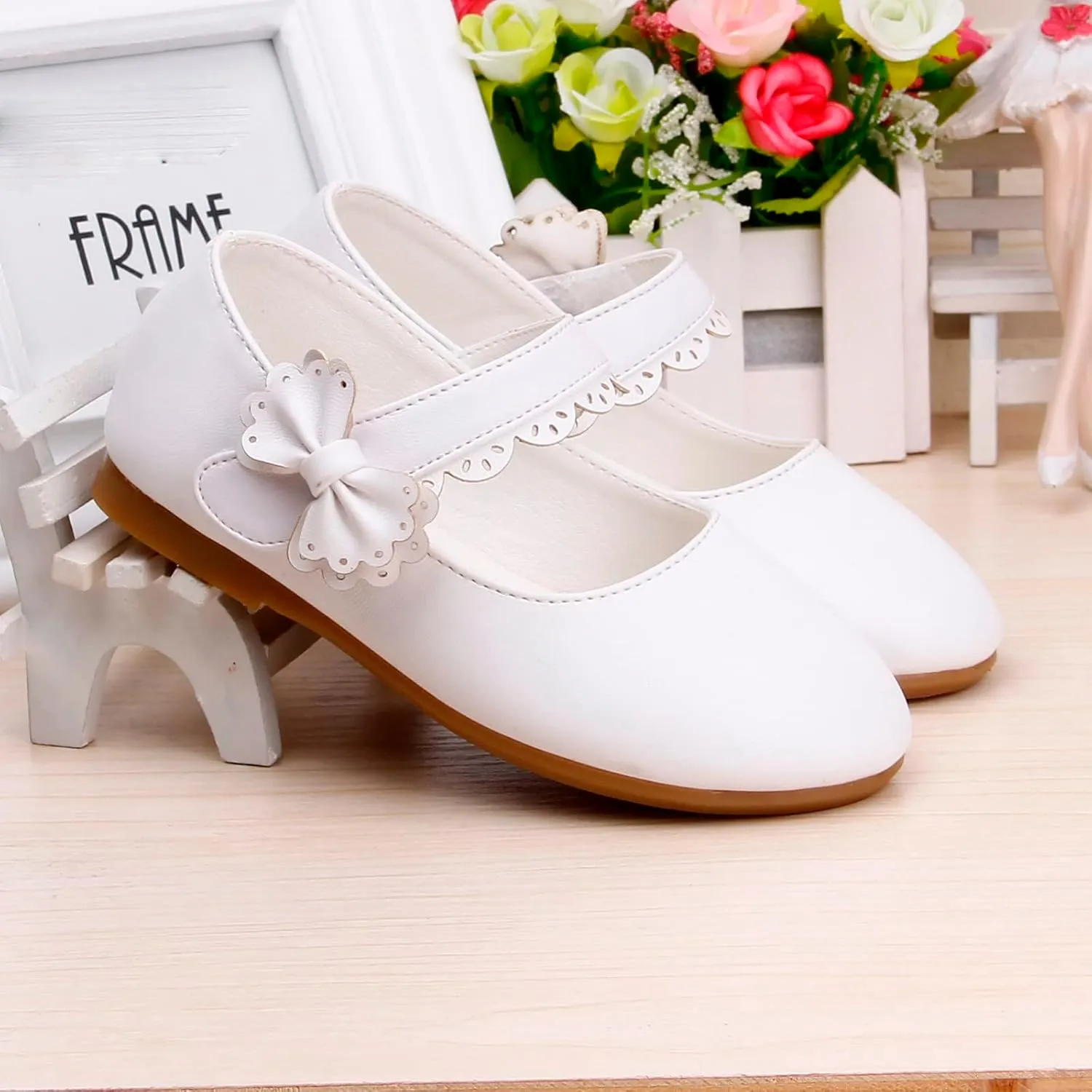 Kids Mary Jane Shoes Toddler Girls Anti-Slip Rubber Soft Sole Closed Toe Flat𝘀 Princess Wedding Dress Shoes